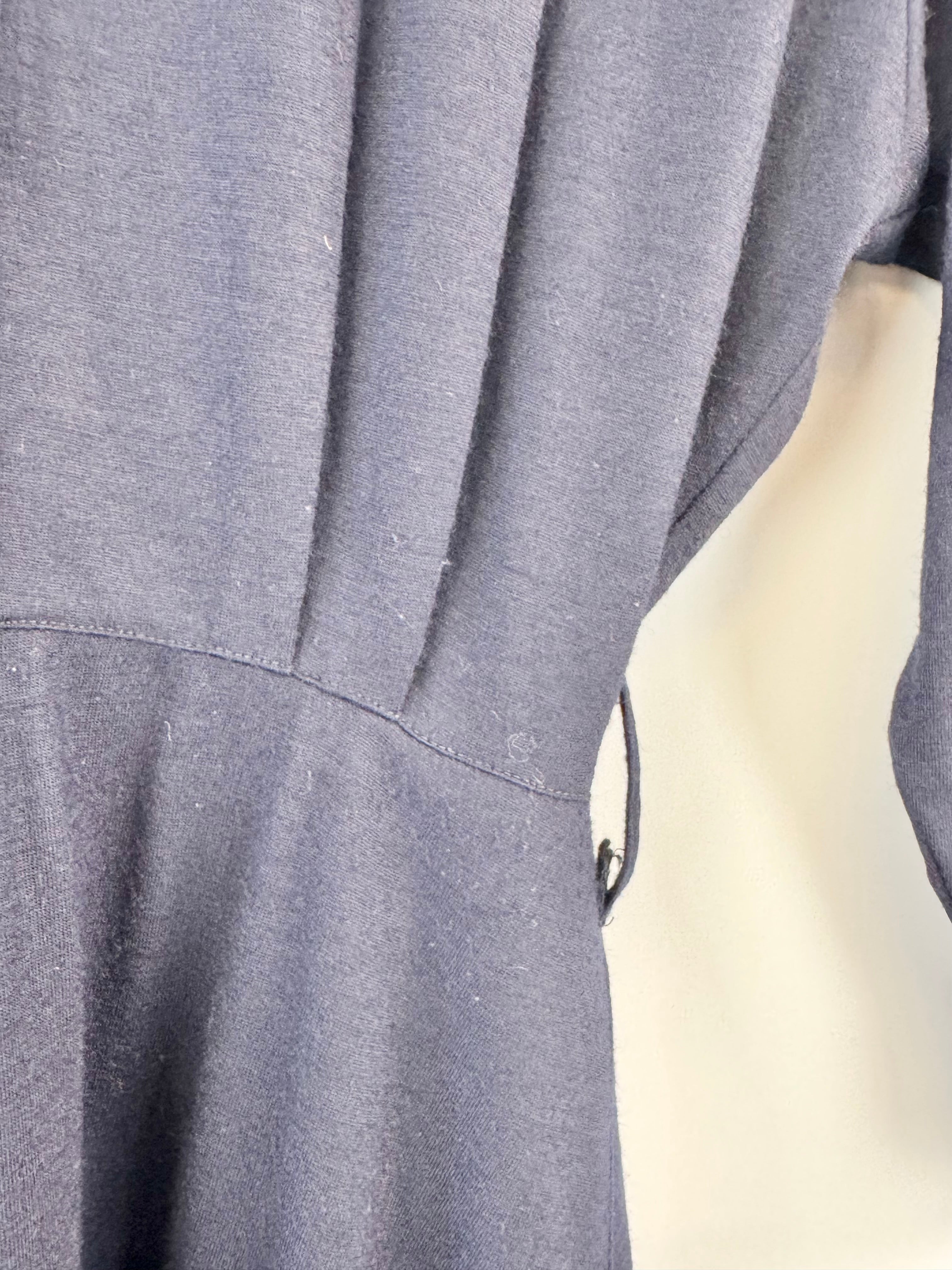 Country Road Vintage Navy Blue Half-Button Long Dress - AU10