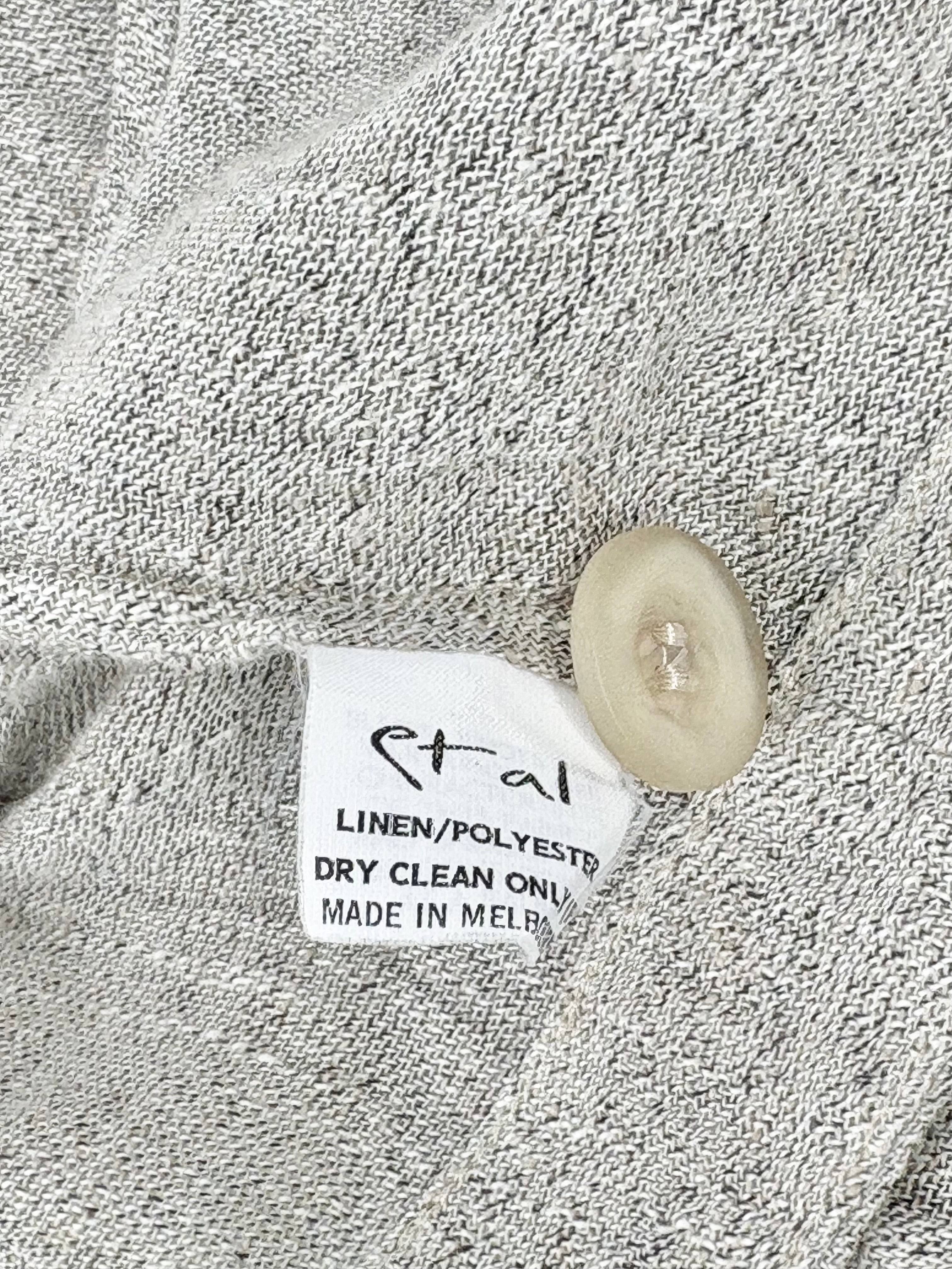 Et Al Stone Grey Linen-Blend Cropped Open Top - AU12
