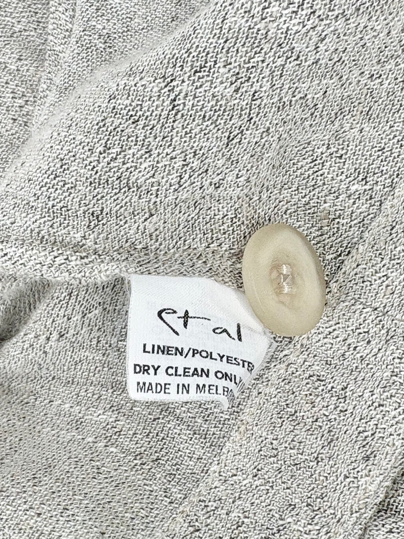Et Al Stone Grey Linen-Blend Cropped Open Top - AU12