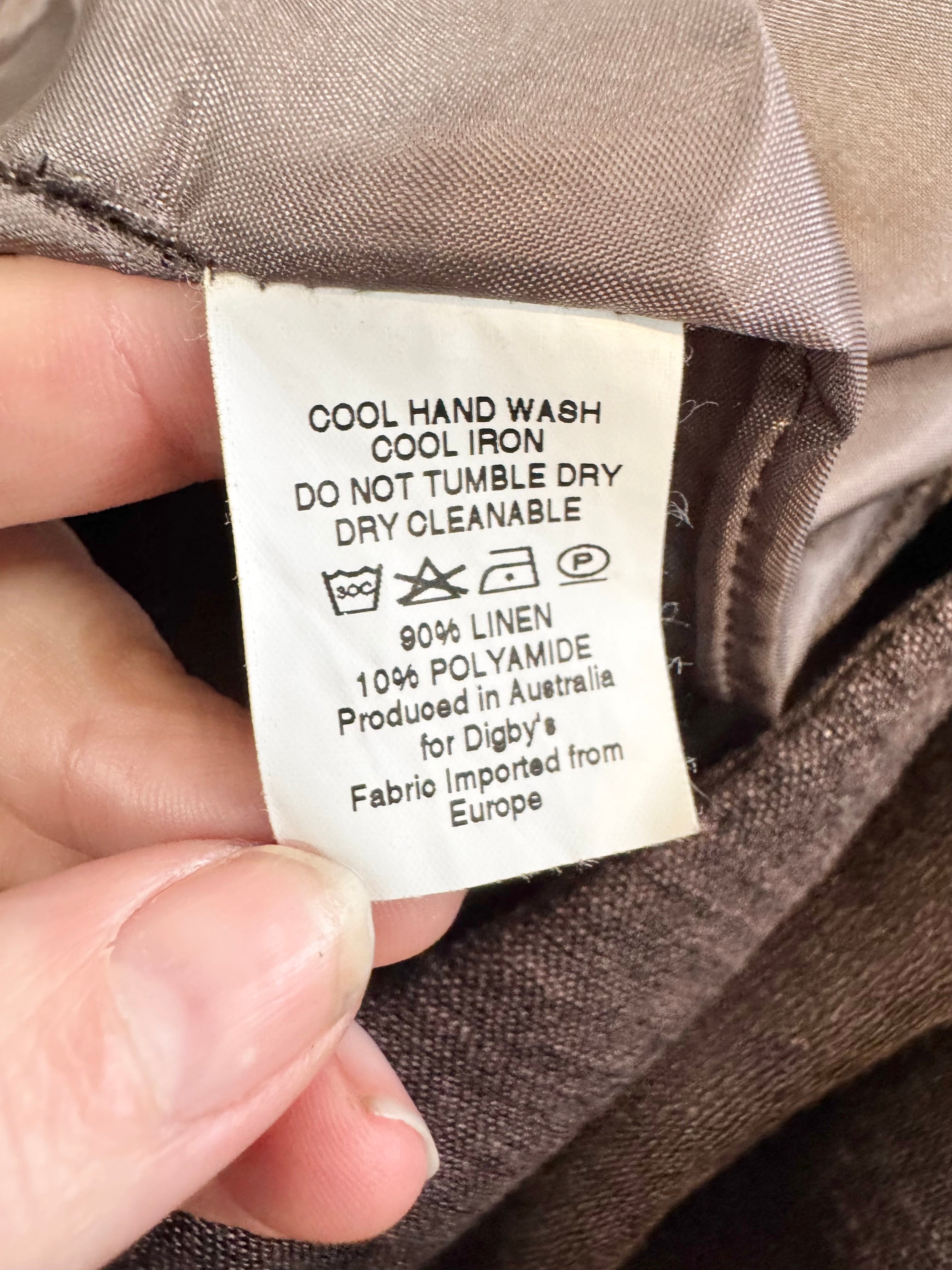 Digby's Dark Umber Linen Blend Wide Leg Slacks - AU12/14