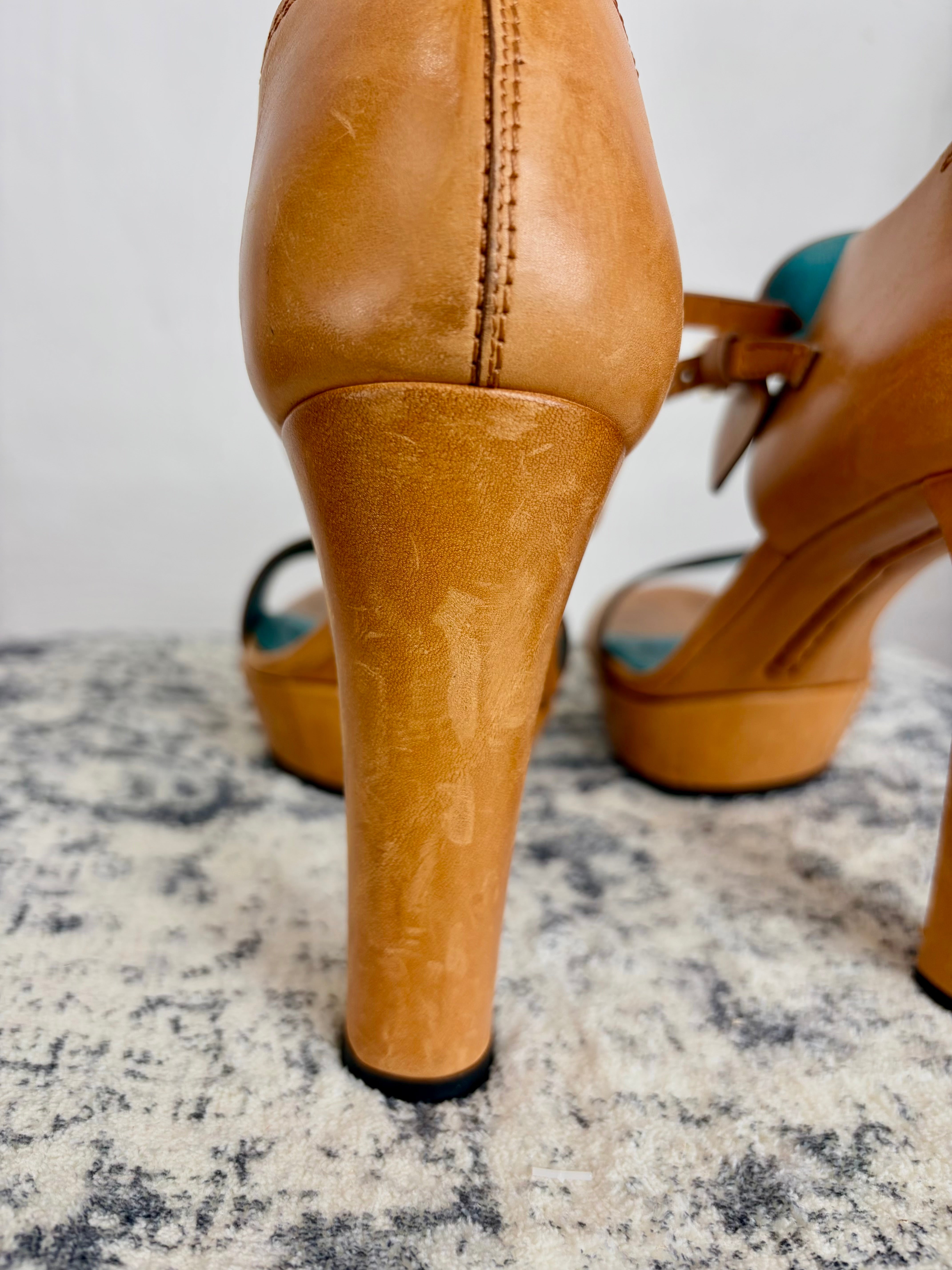 Tod's Brandy Leather Platform Heels - EU38.5