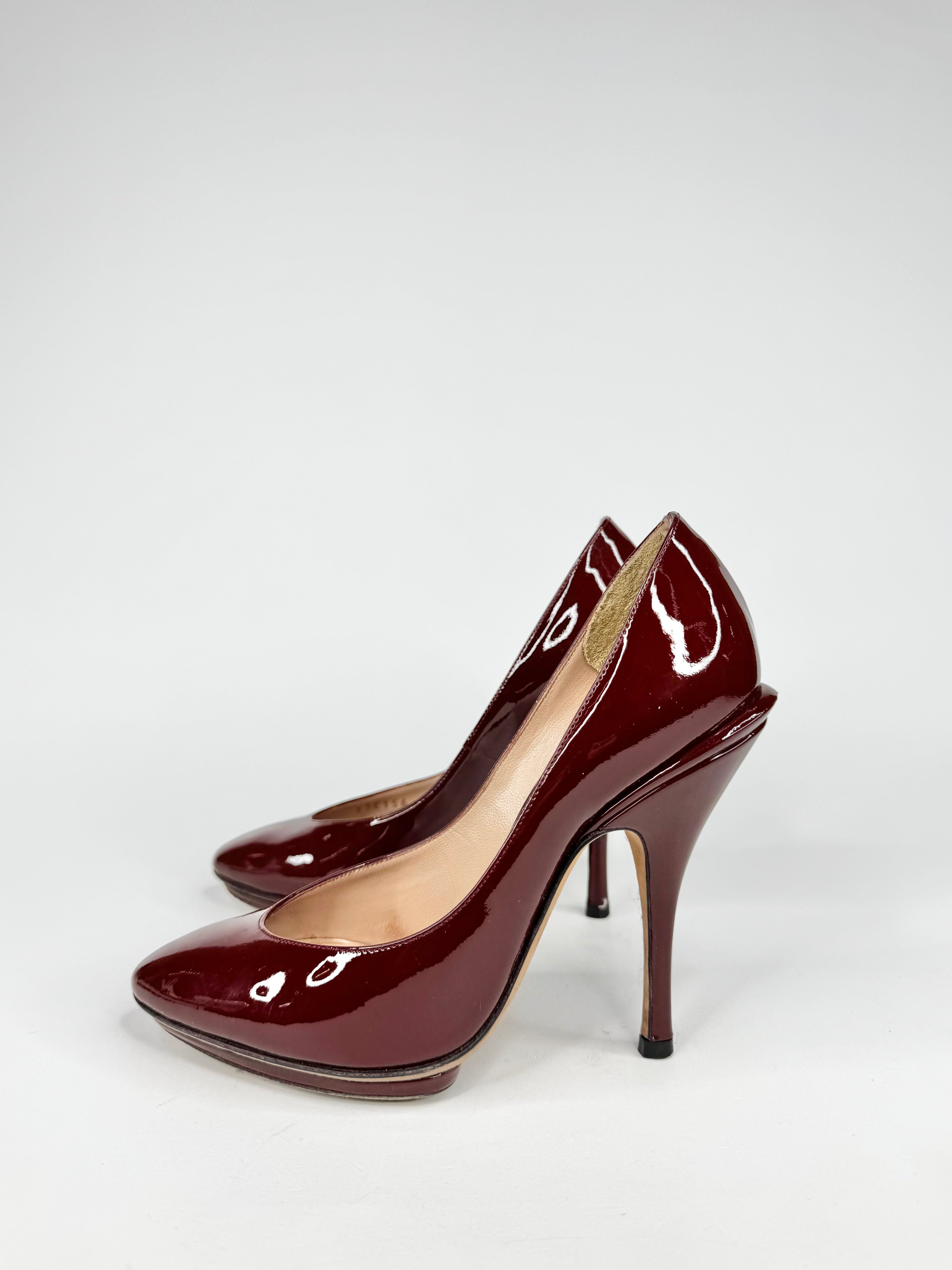Emporio Armani Brick Red Patent Leather Pumps - EU35