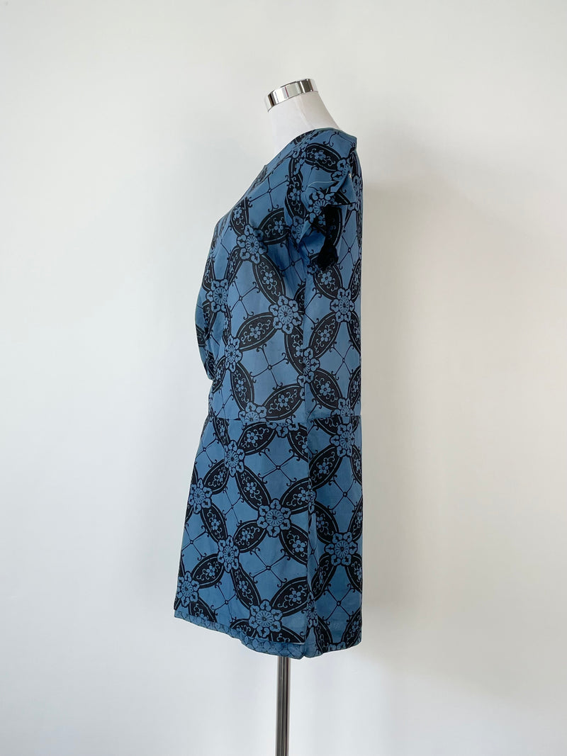 Hoss Intropia Blue Mandala Print Sheer Midi Dress - AU8