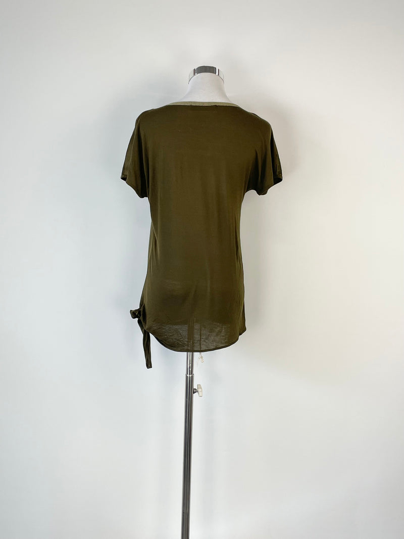 Hallhuber Donna Olive Green Silk Blend Top - AU8