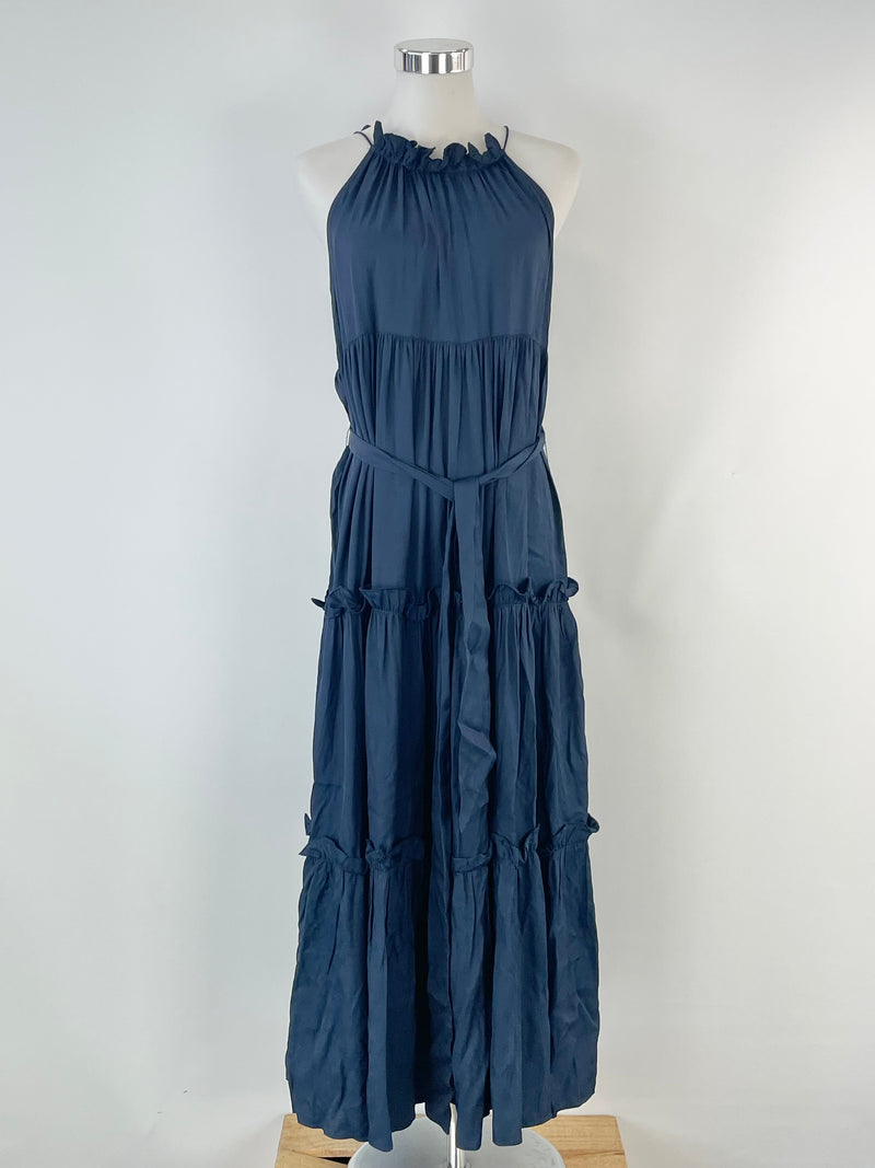 Keepsake Midnight Blue Tiered 'Mystery' Midi Dress - AU8