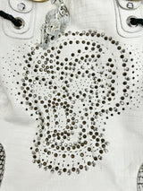 Sabbatha White Croc Embossed Studded Shoulder Bag