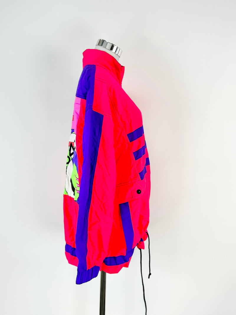 Vintage 80s Bay Club Neon Pink & Purple Running Jacket - AU12/14