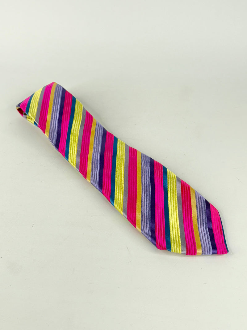 Duchamp London Multicolour Diagonal-Stripe Silk Tie