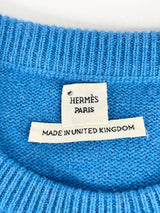 Hermès Azure Cashmere Knit Short Sleeve Sweater - AU6/8