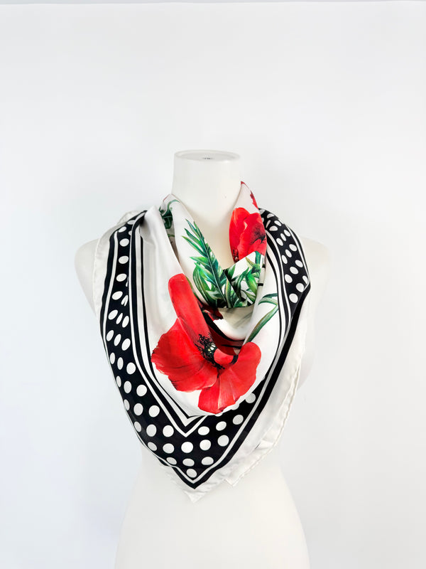 Dolce & Gabbana Twill Silk Poppy Scarf
