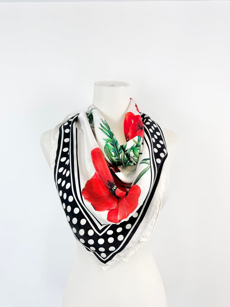 Dolce & Gabbana Twill Silk Poppy Scarf