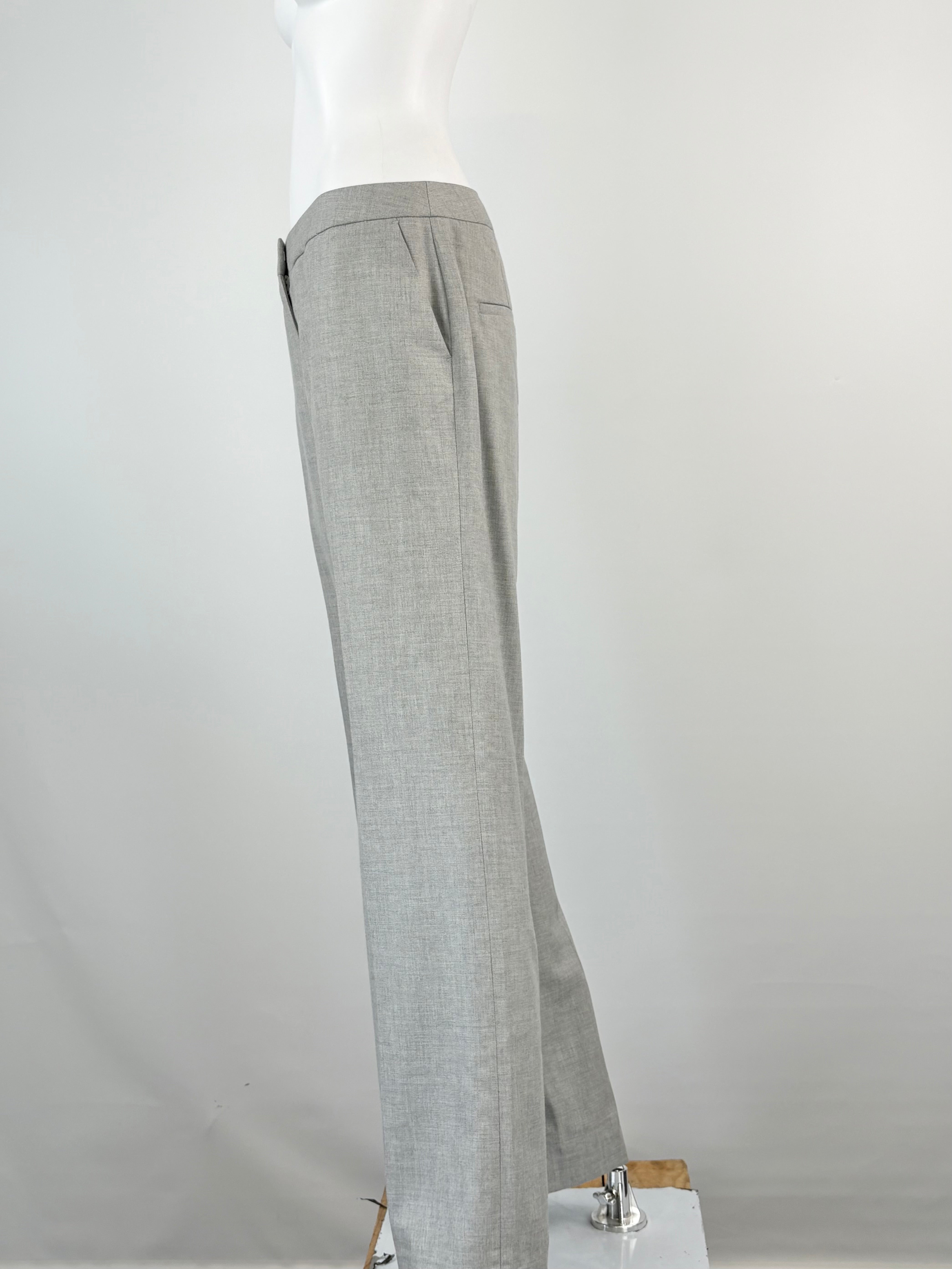 Reiss Stone Grey Wool-Blend 'Estie' Wide Leg Trousers - AU10