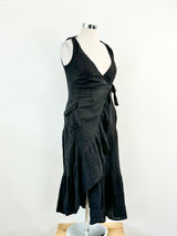 Max Mara Black Cotton Wrap Dress - AU10/12