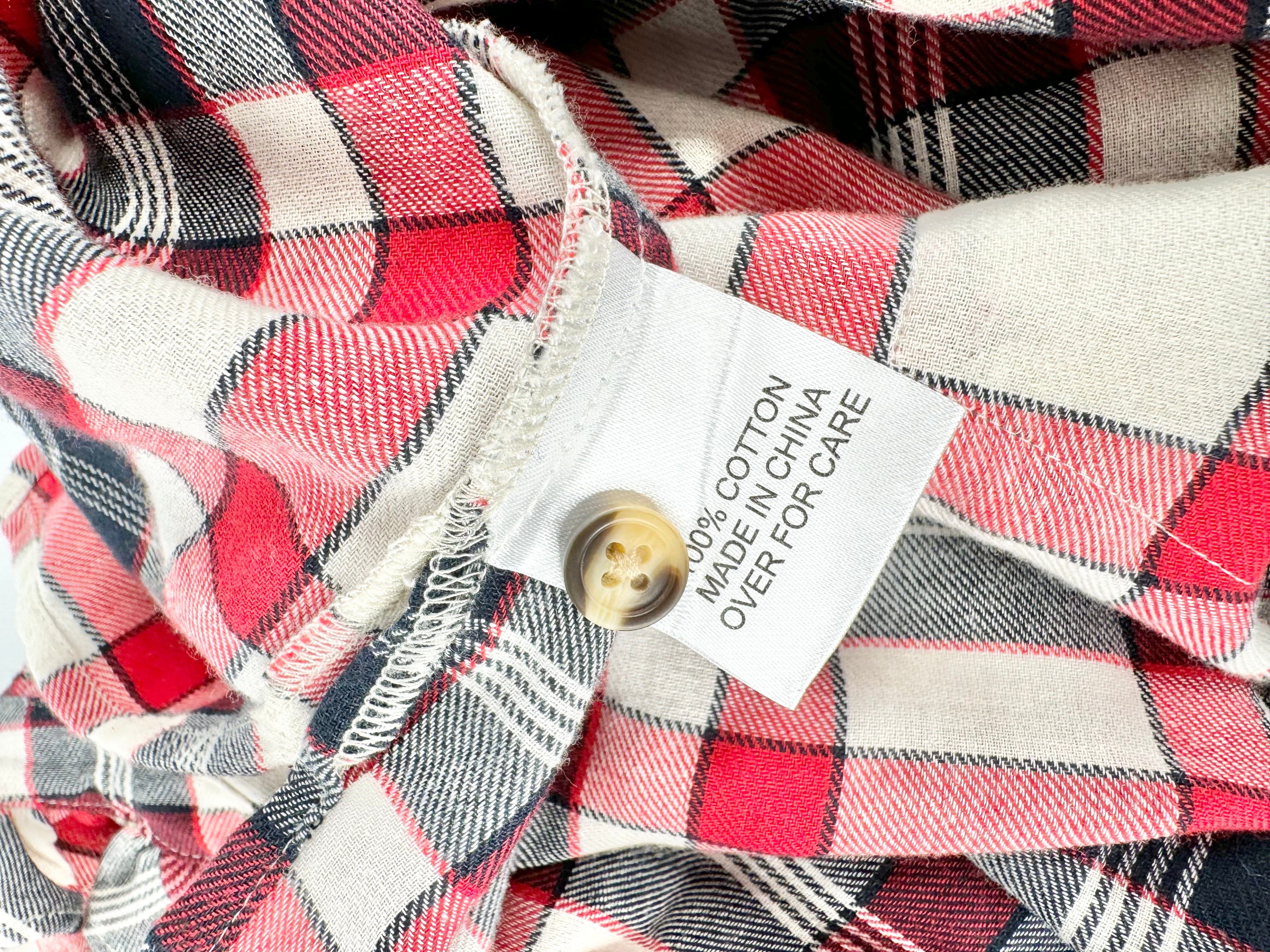 Alessandria Burnt Orange Plaid Ruffle Trim Blouse - AU16