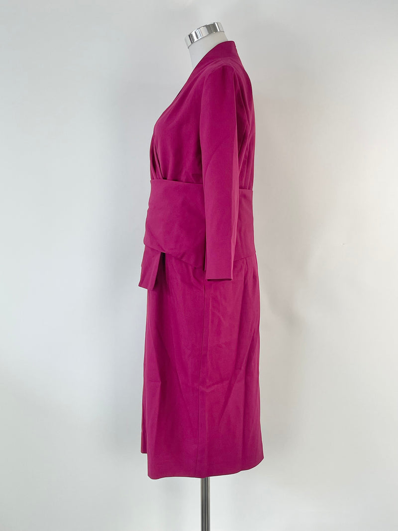 The Fold Bordeaux Wool-Blend 'Arlington' Midi Dress - AU10/12