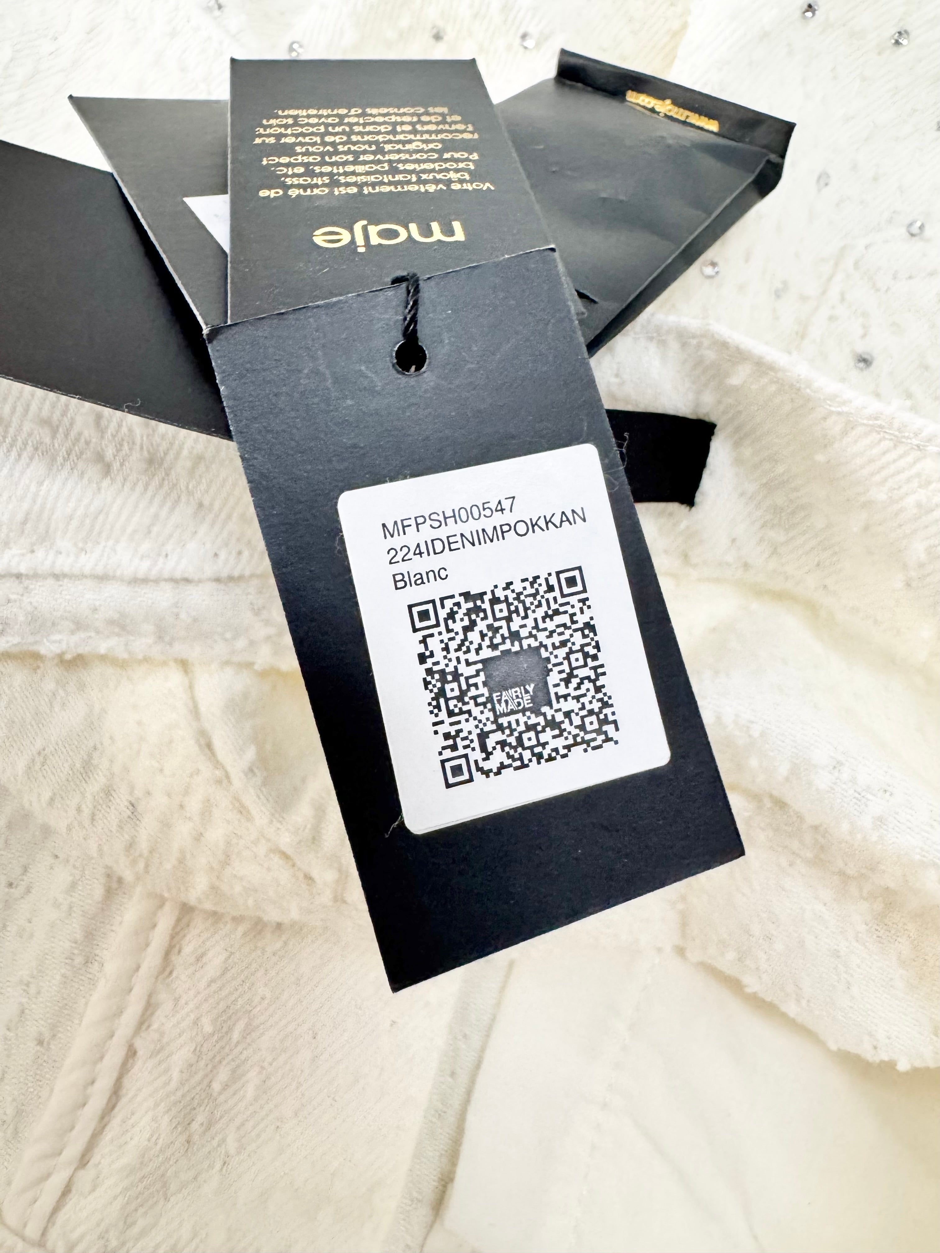 Maje Embellished Fil Coupé White Denim Shorts NWT - AU6/8