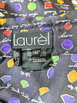 Laurel Gemstone Pattern Black Silk Blouse - AU8/10