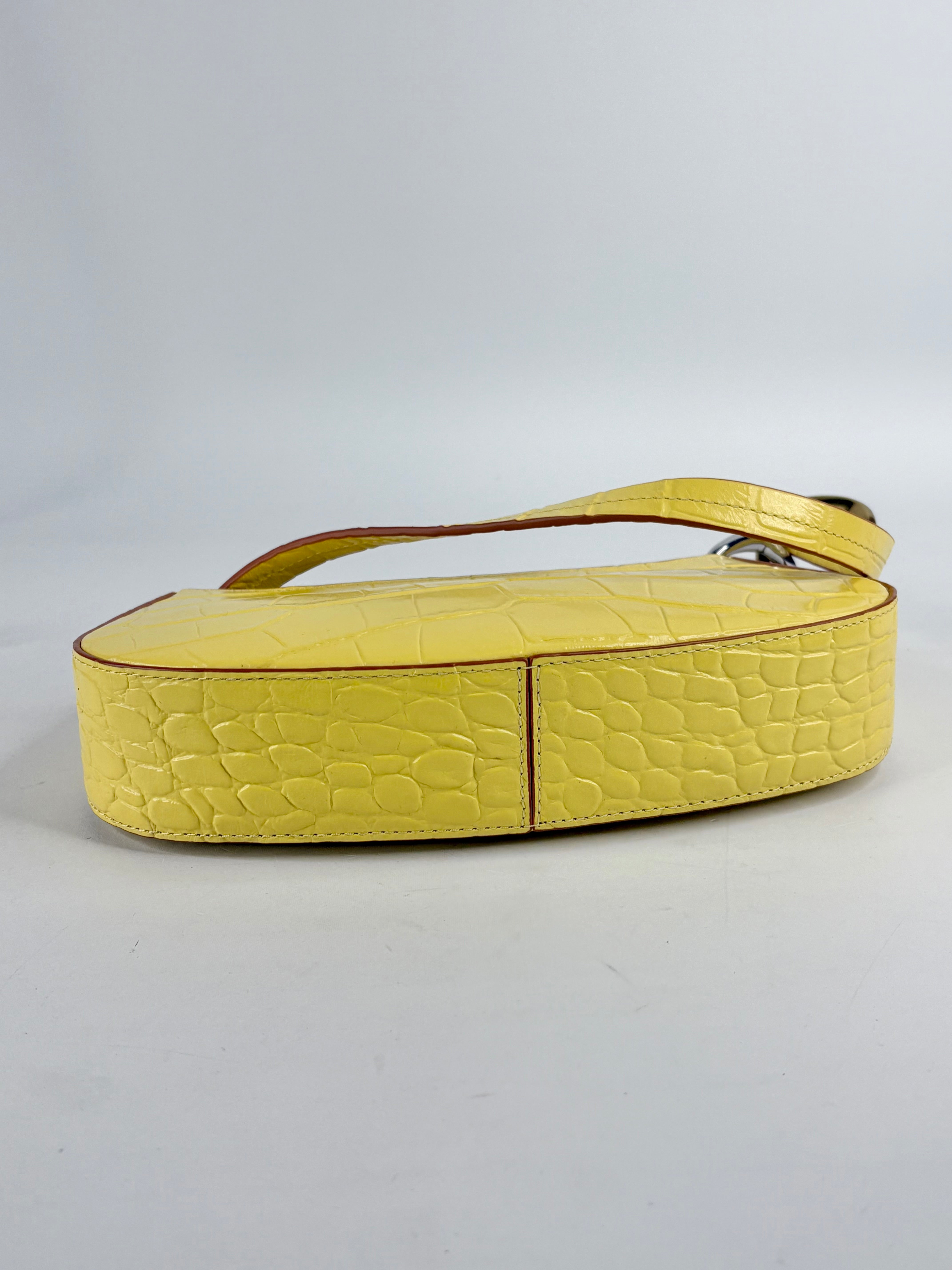 Staud Lemon Yellow Croc-Embossed Leather 'Ollie' Mini Bag