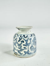 Antique Blue & White Orchid Patterned Jarlet