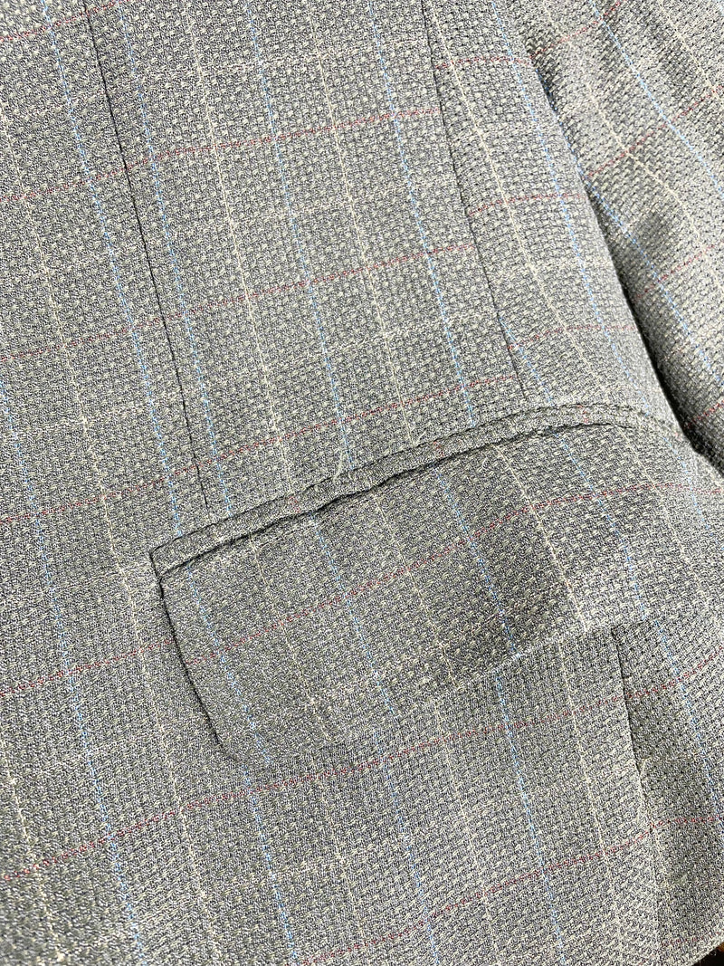 Vintage Ermenegildo Zegna Charcoal Check Pattern Blazer - 42R