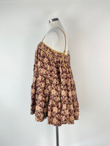 Free People Brown Floral Patterned Strap Mini Dress - AU16/18