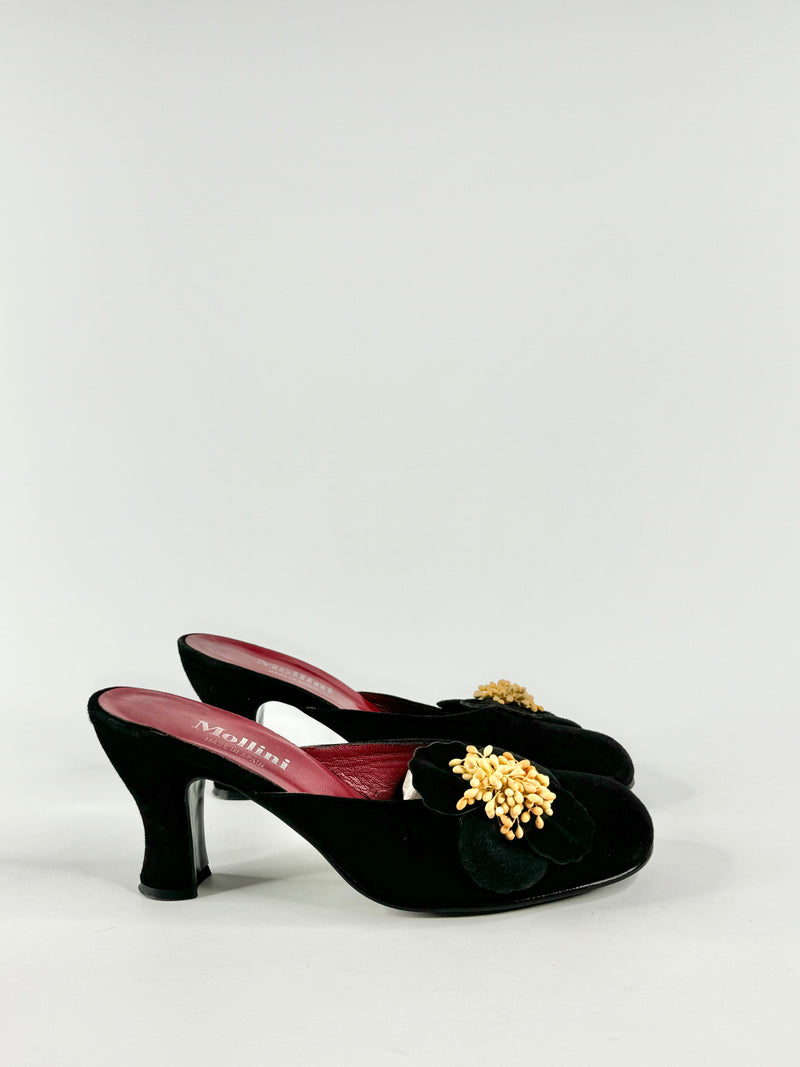 Mollini Black Suede Mules - EU38