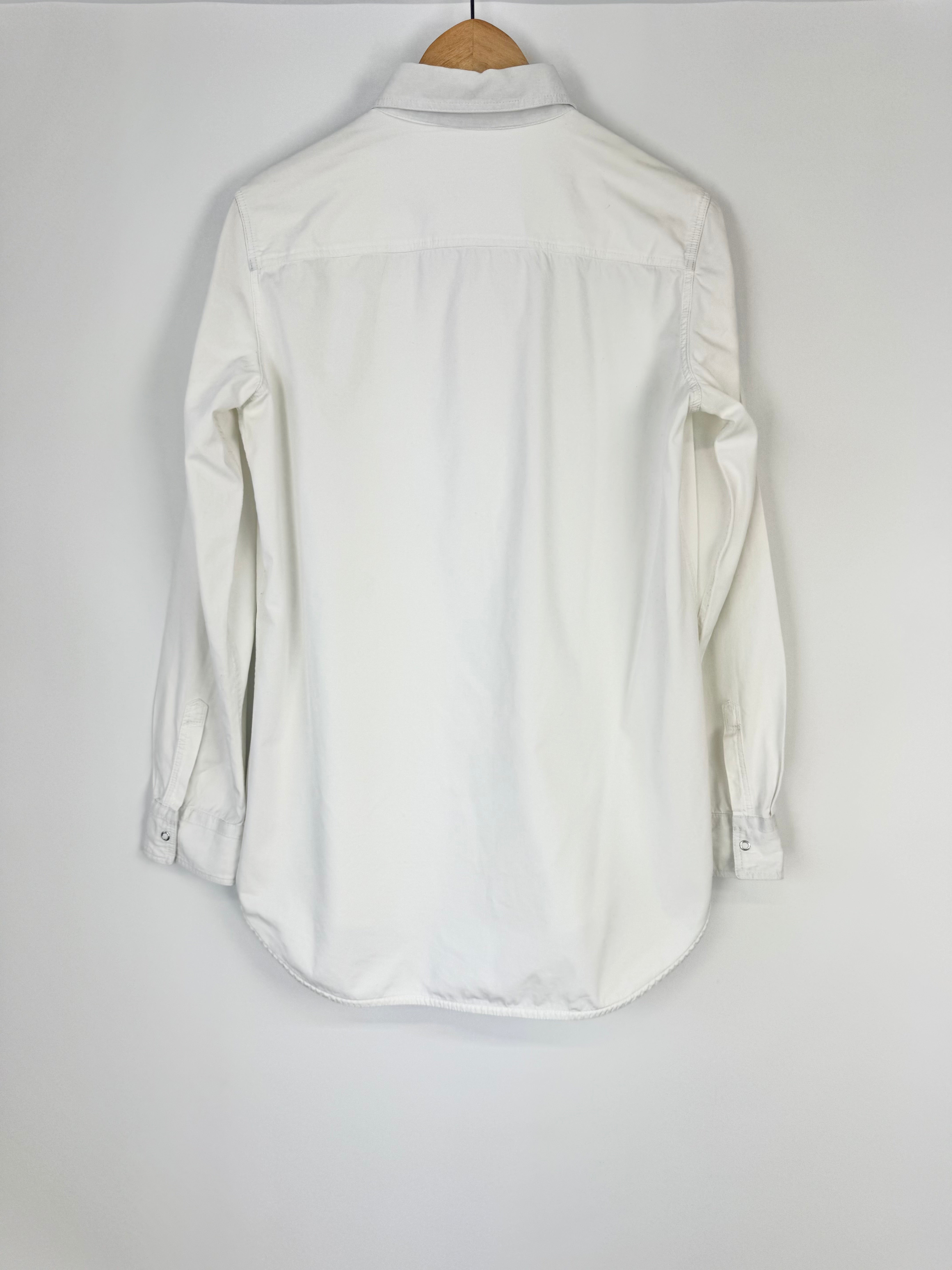 Ermanno Scervino Crisp Stud Embellished White Cotton Shirt - AU12/14