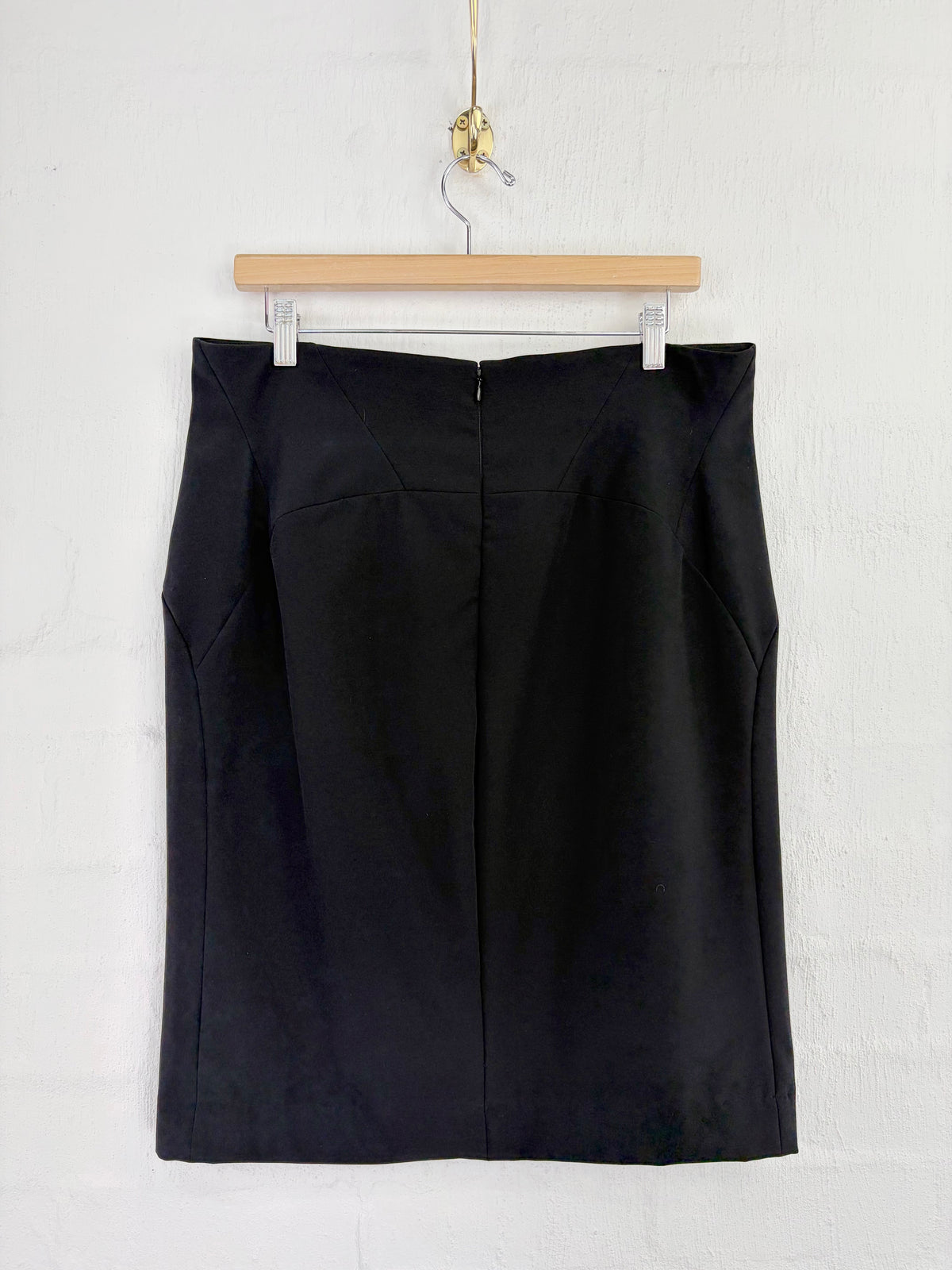 Versace Collection Black High-Waisted Gold Baroque Motif Pencil Skirt - AU12/14