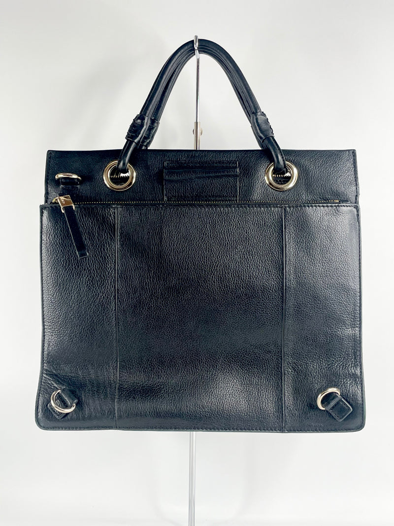 Mimco Black Leather Envelope-Style Shoulder Bag