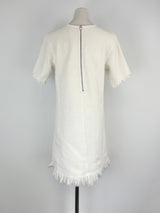 T by Alexander Wang Cream Textured Fringed-Hem Dress - AU10/12