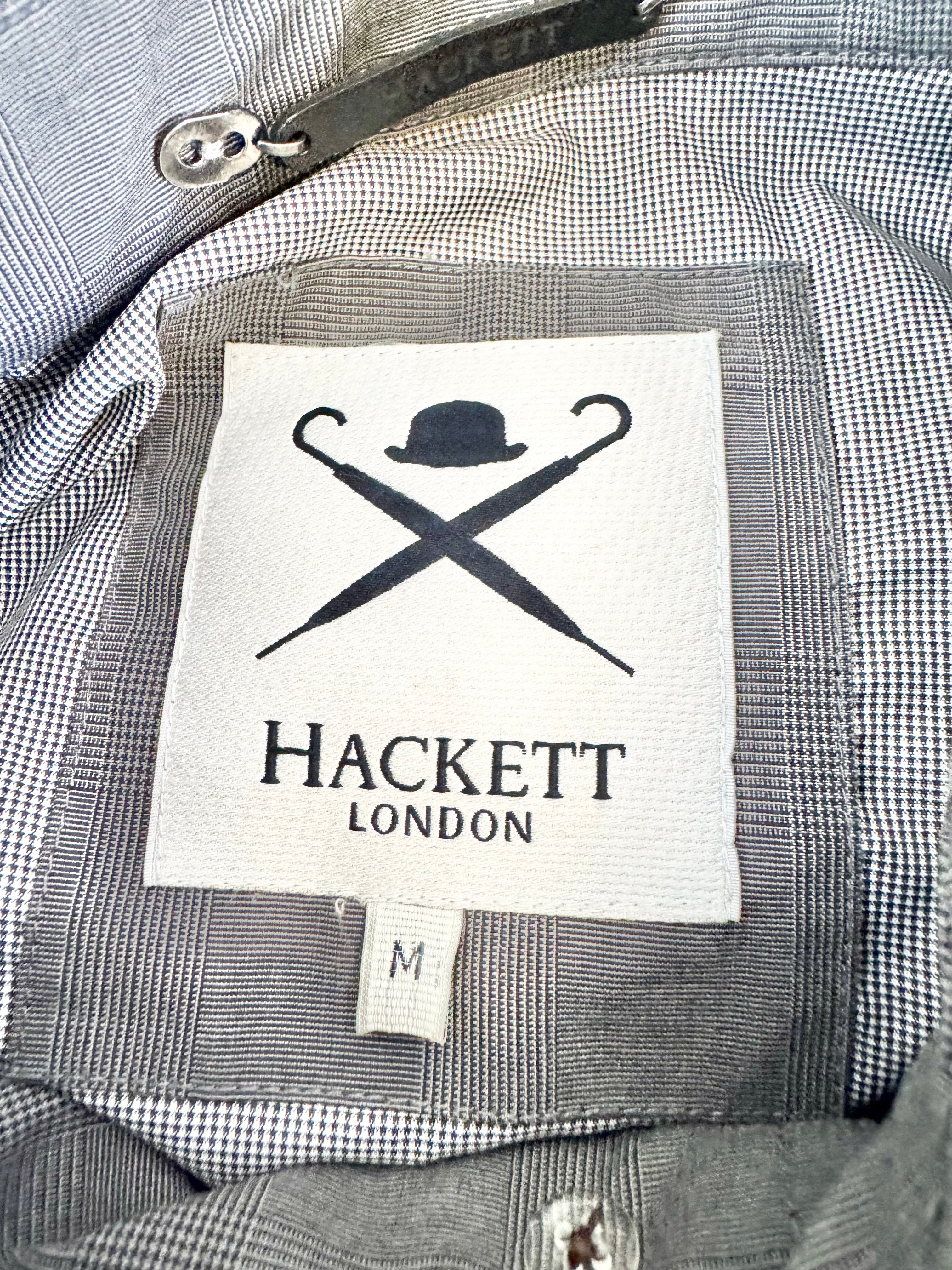 Hackett London Ash Grey Glen Plaid Pea Coat - M