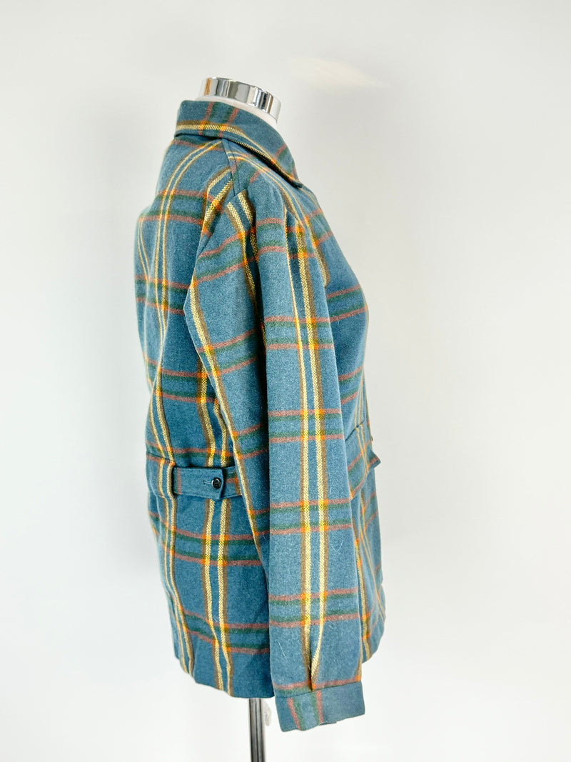 Swanndri Ocean Blue Plaid Wool Jacket - AU10/12