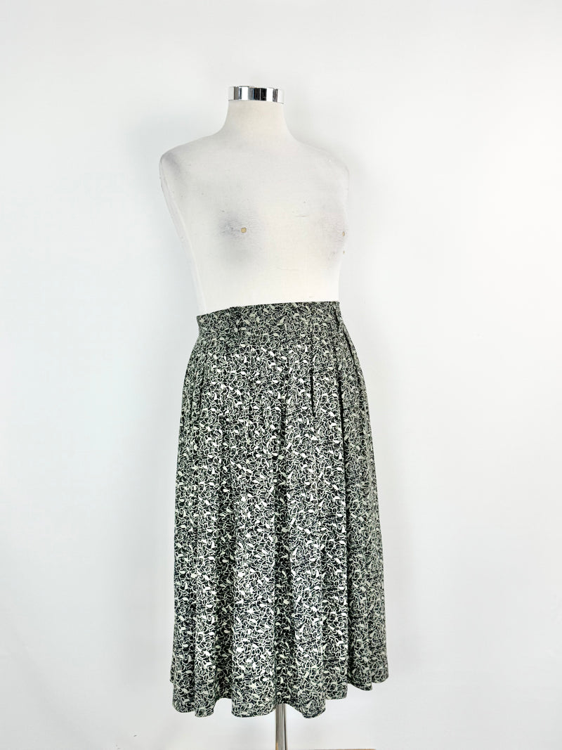 Vintage Karl Lagerfeld Floral Polyester Pleated Skirt - AU10