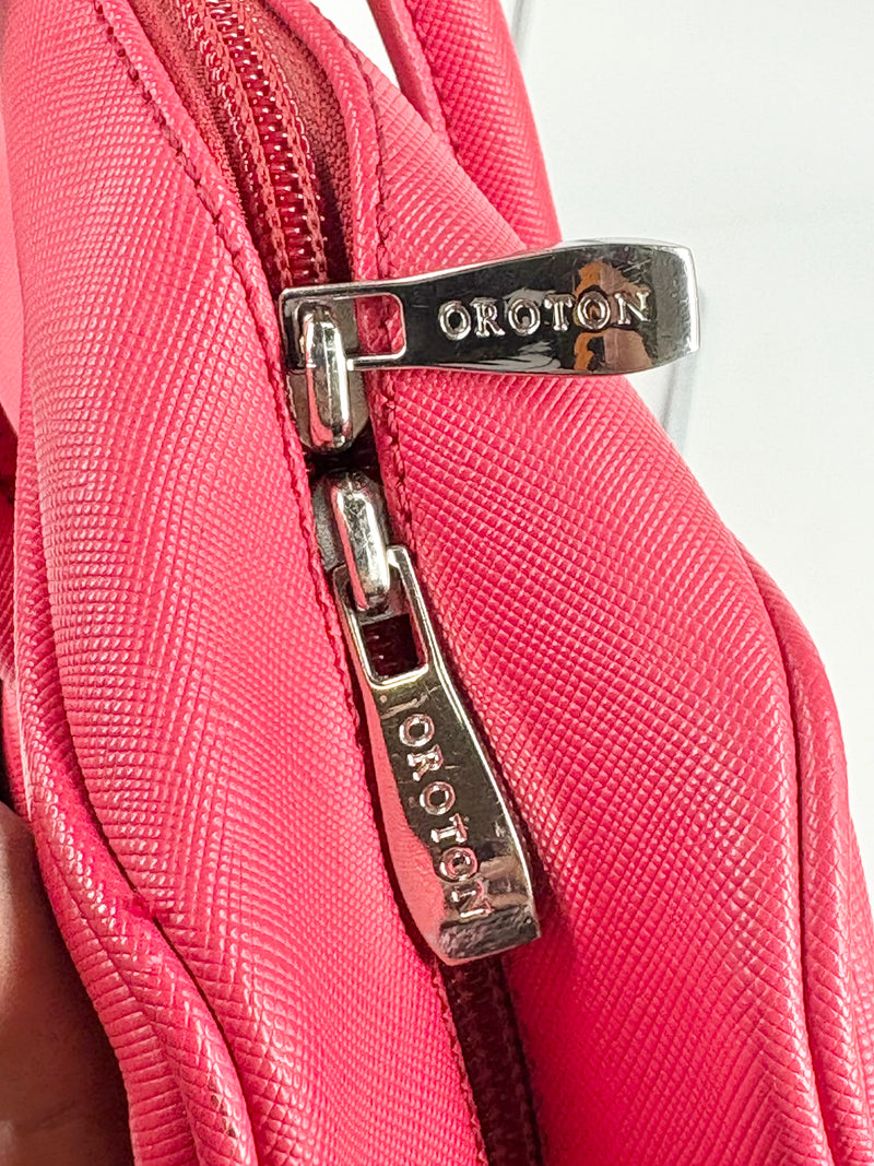 Oroton Crimson Red Leather Briefcase Bag