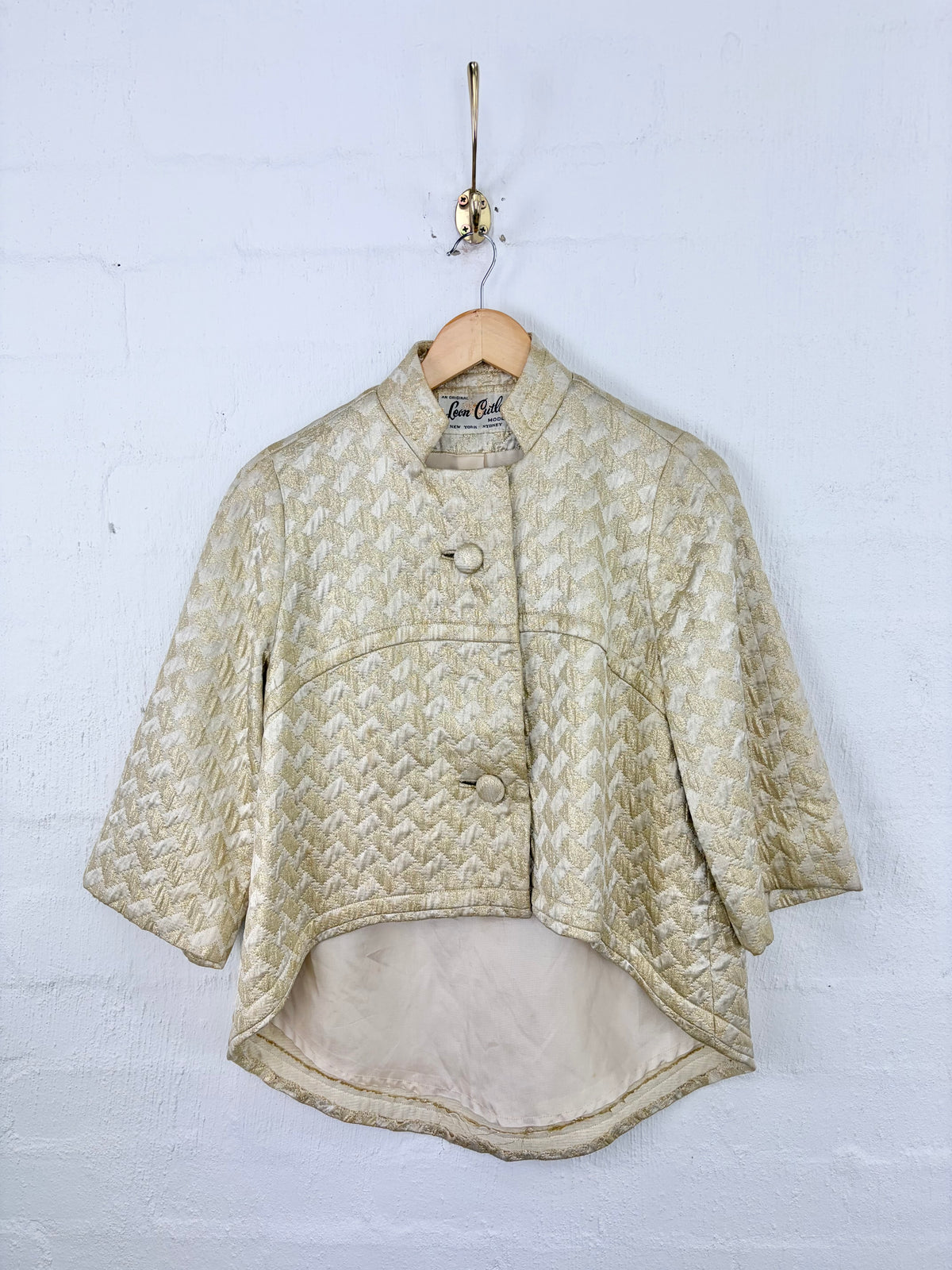 Vintage Leon Cutler Metallic Gold Quilted Crop Fit Jacket - AU10/12