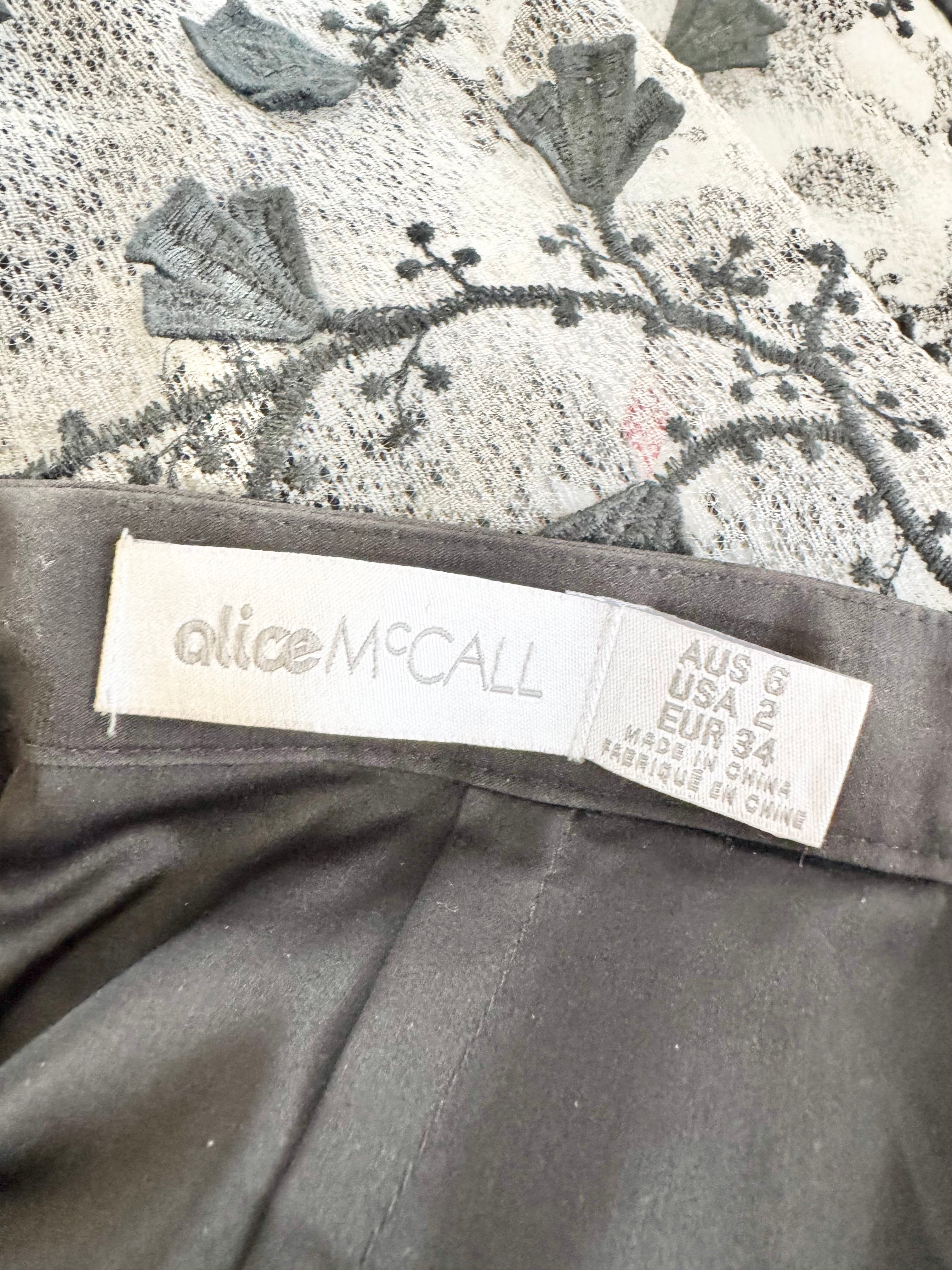 Alice McCall Black 'Little Souls' Vine Patterned Sheer Godet Skirt - AU6