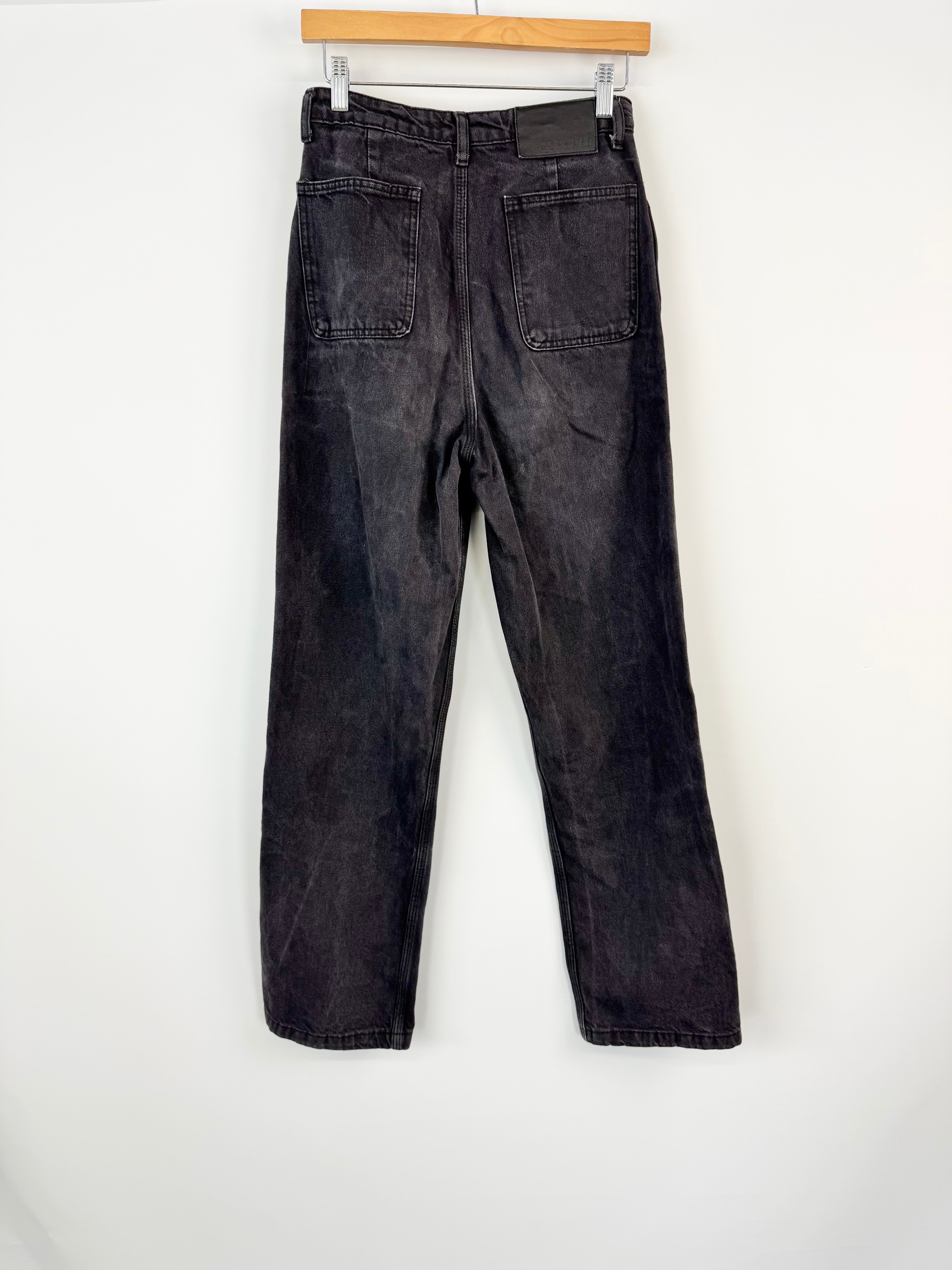 Alpha60 Grey Stone Washed High-Waisted Jeans - AU8