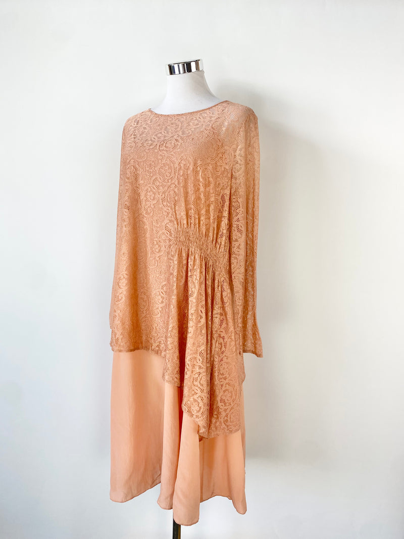 Marisfrolg Peach Lace & Silk Two Piece - AU10