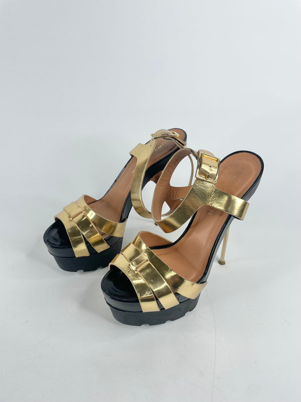 Kurt Geiger London Gold Leather Stilettos - EU37