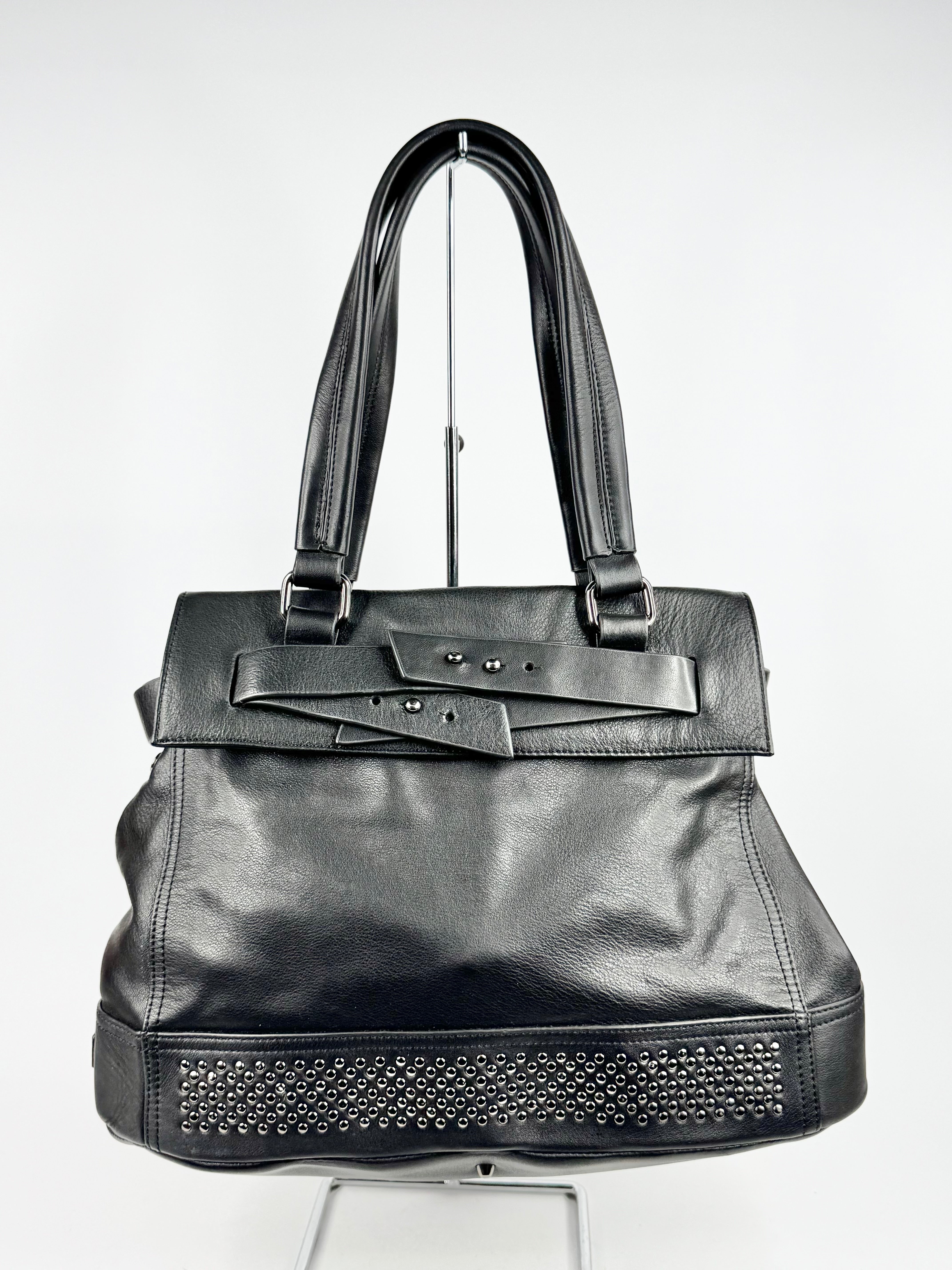 Tony Bianco Large Black Leather Shoulder Bag