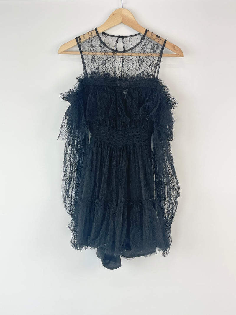 Alice McCall Black Lace 'In A Million PS' Off-Shoulder Playsuit - AU6/8