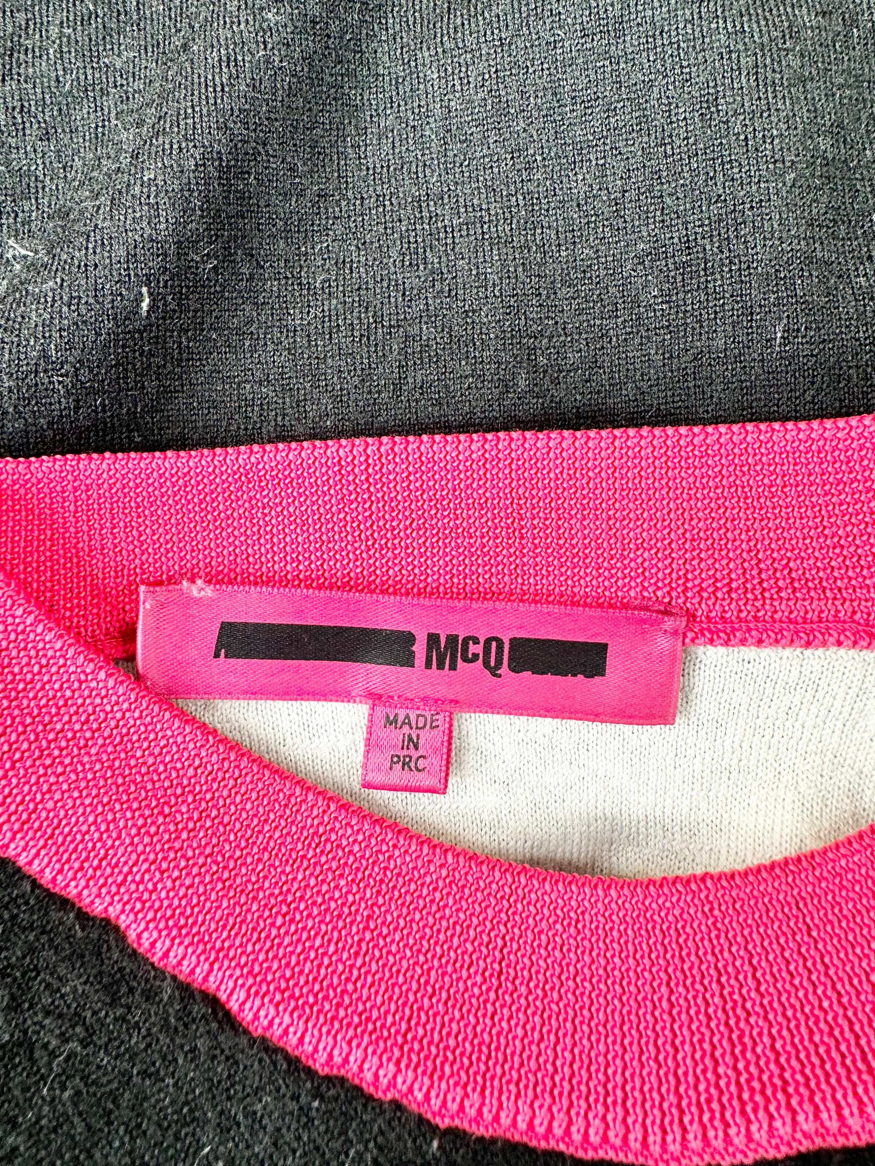 McQ Black & Bright Pink Swallow Pattern Wool Jumper - AU8