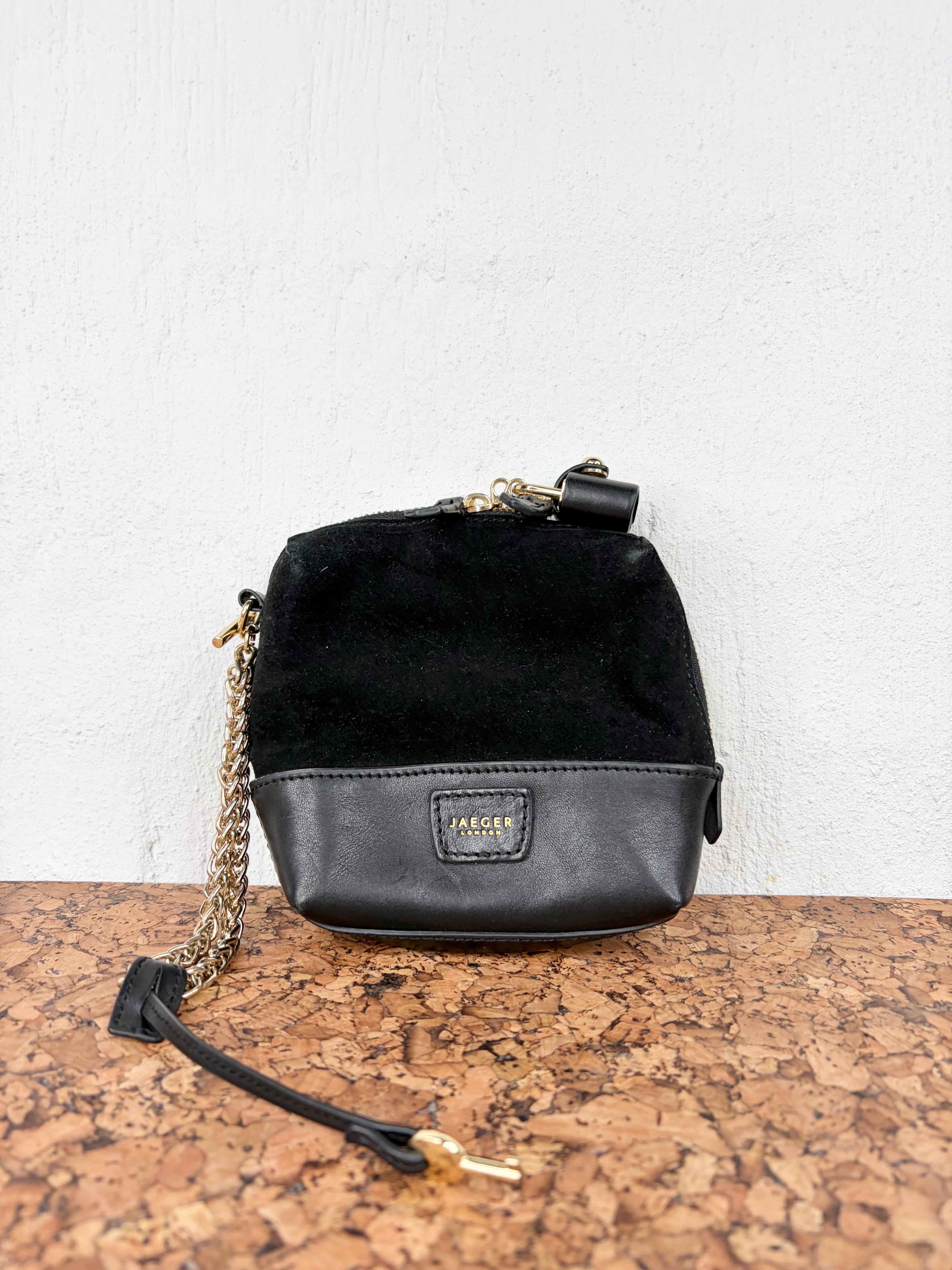 Jaeger London Black Leather Wrist Bag
