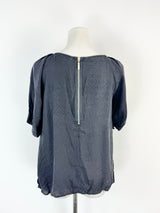 Sandro Black Silk Cap Sleeve Blouse - AU8/10