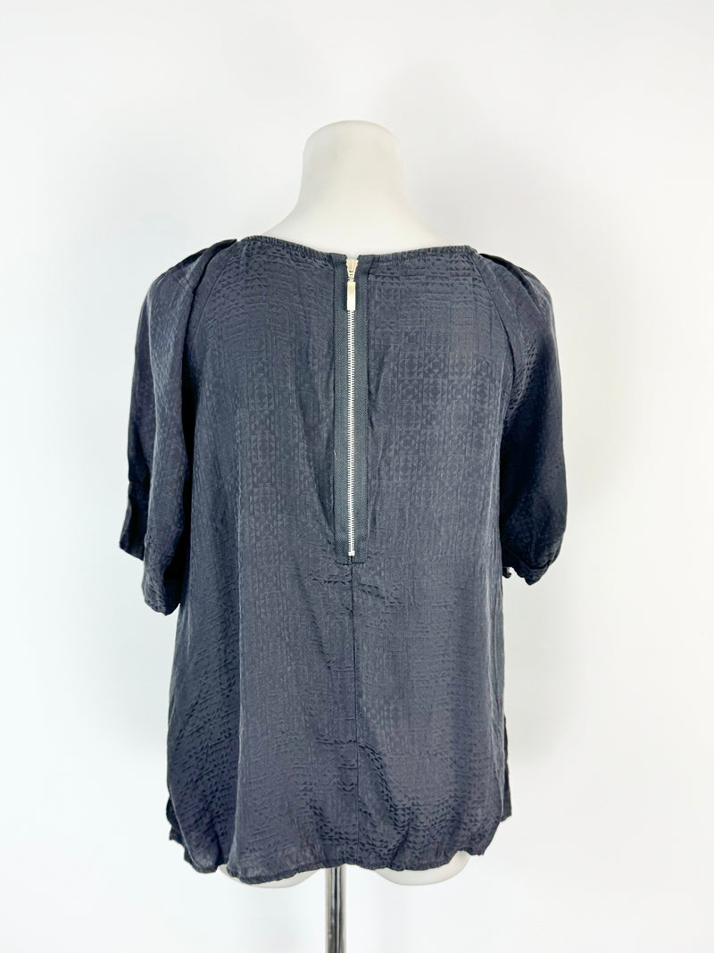 Sandro Black Silk Cap Sleeve Blouse - AU8/10