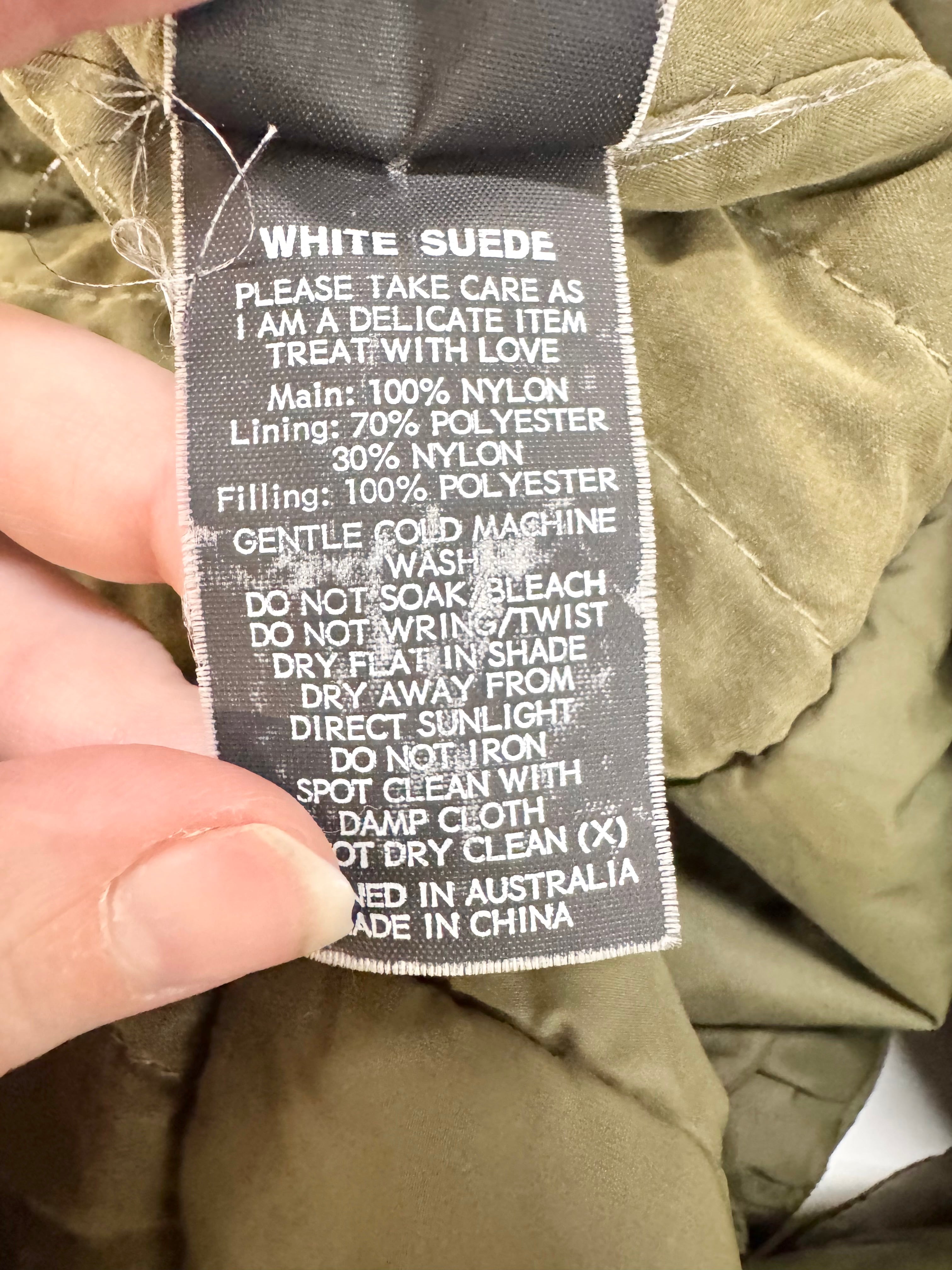 White Suede Khaki Parka - AU10