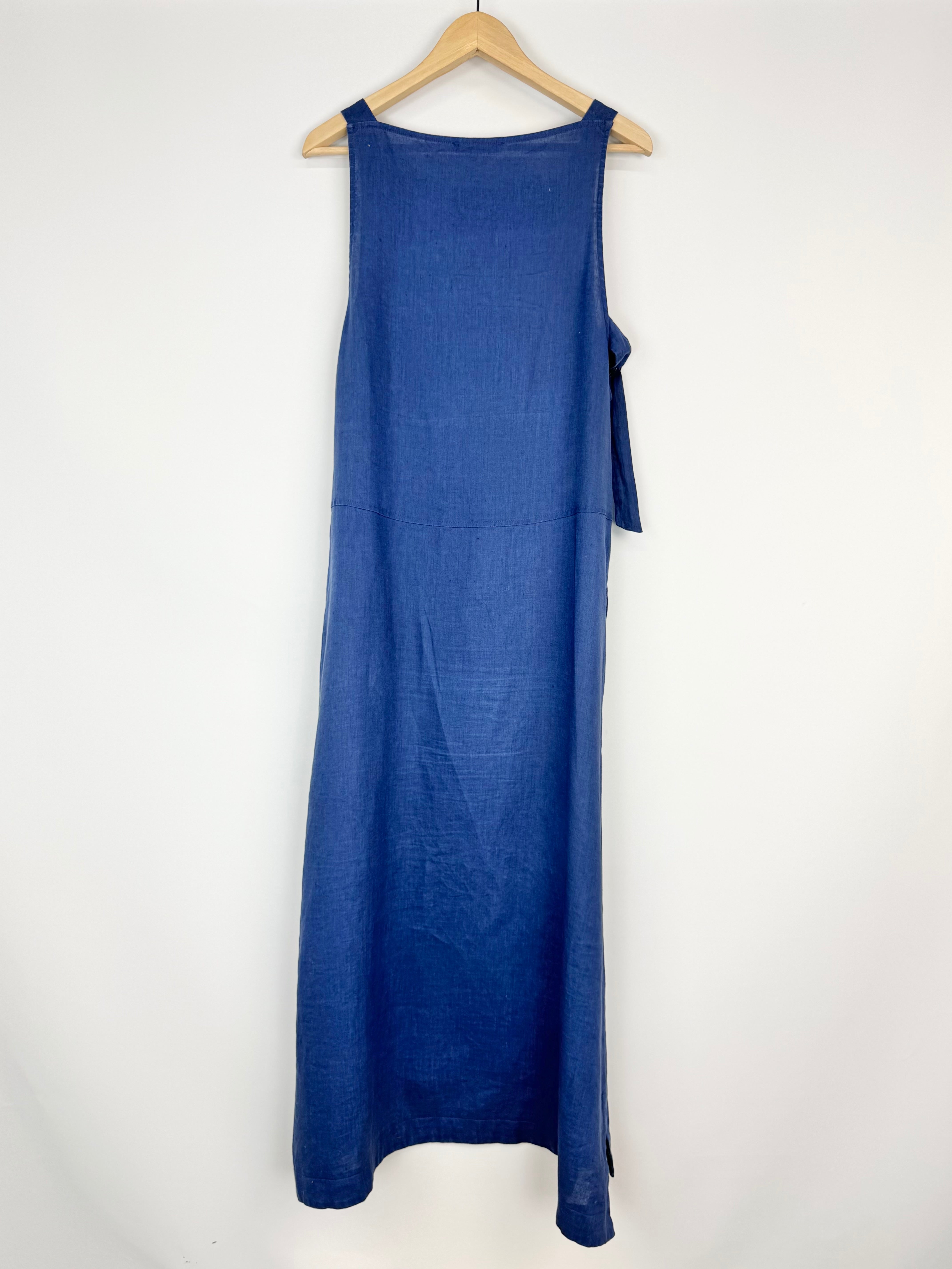 Morrison Denim Blue Linen Apron Dress - AU14/16