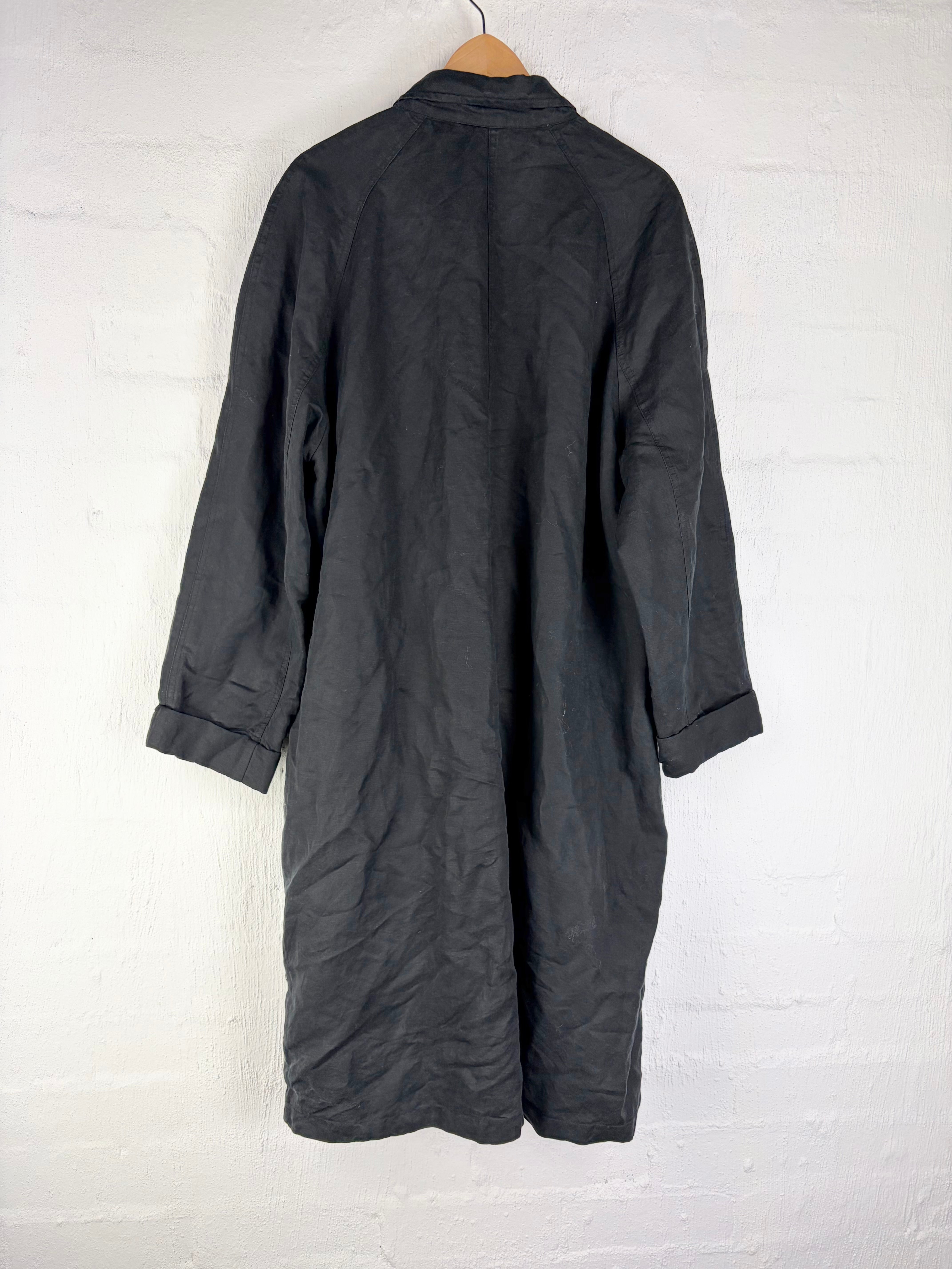 Neuw Black Tencel & Linen Blend Boxy Fit Coat - AU12/14