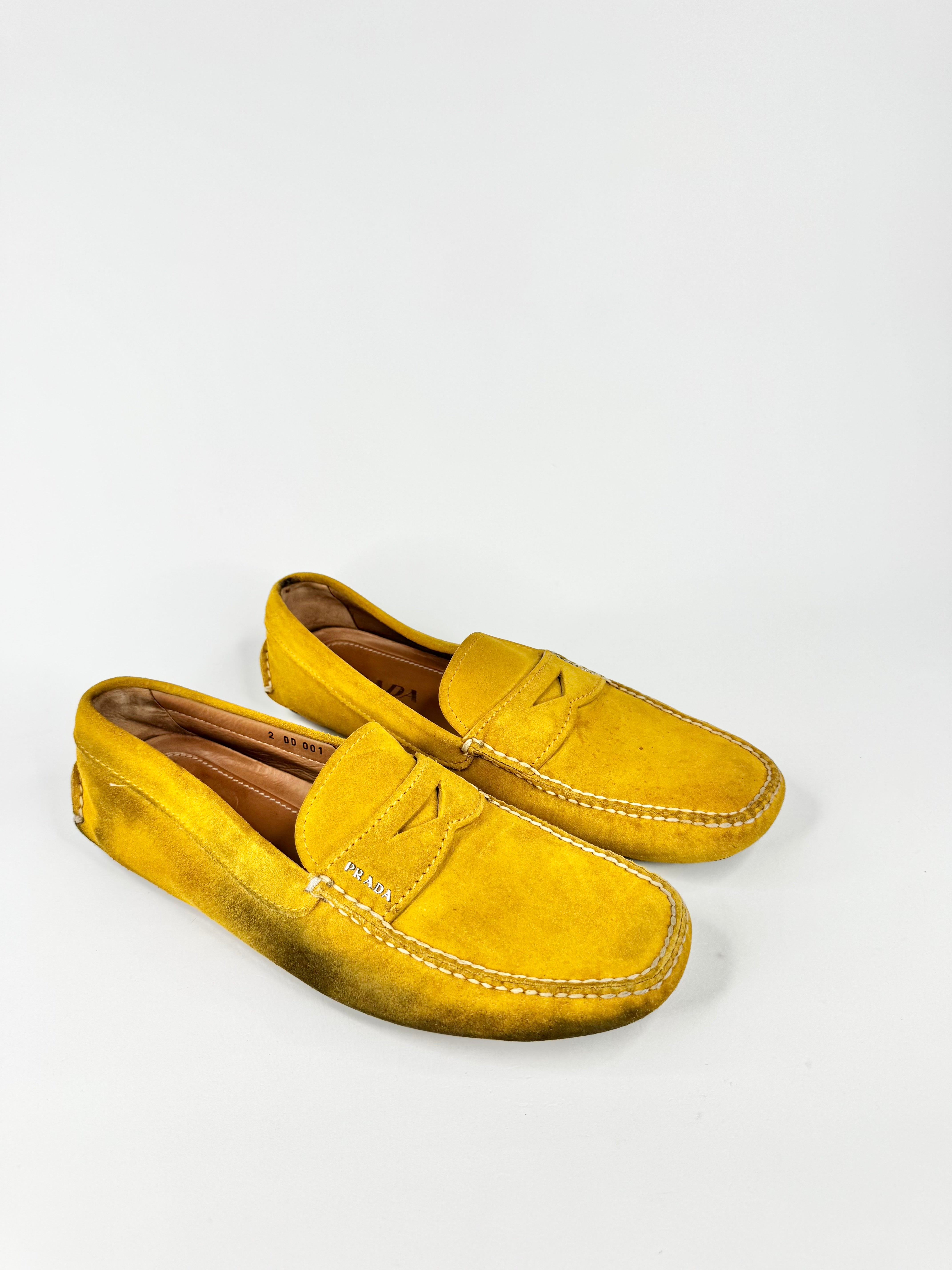 Prada Mustard Suede Driving Shoes - EU42