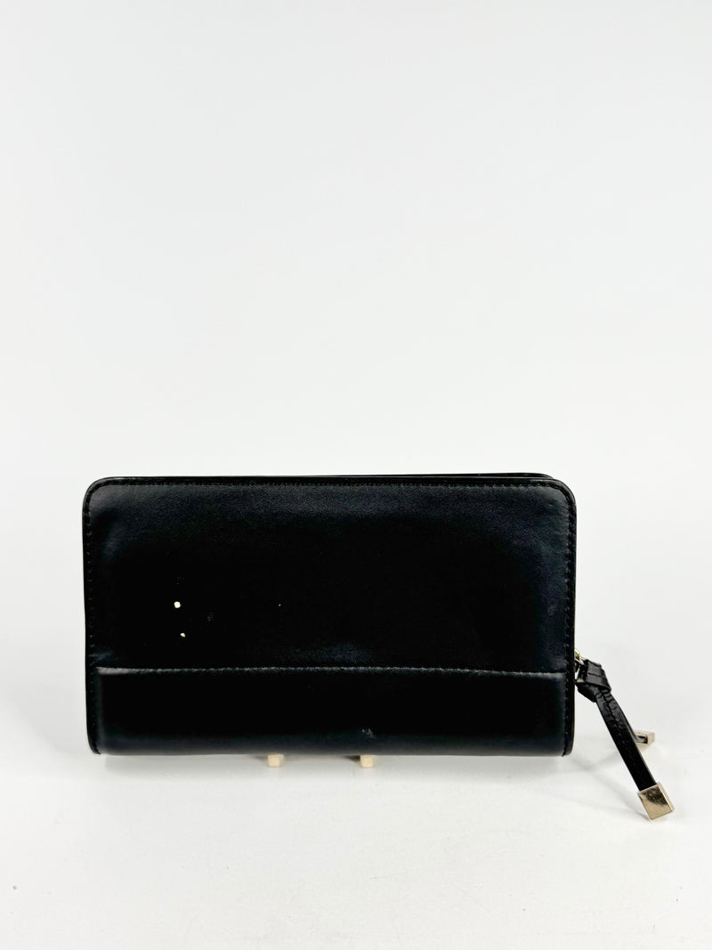 Oroton Smooth Black Zippered Purse